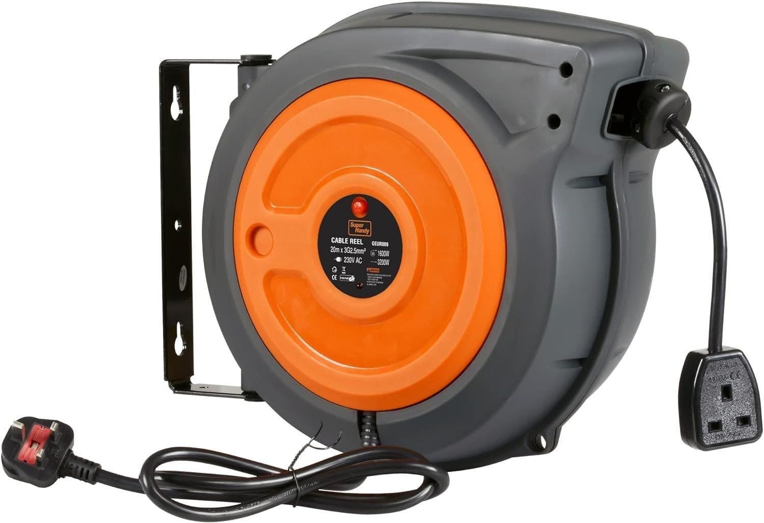 Industrial Polypropylene Retractable Extension Cord Reel 20mx2.5mm²x3G