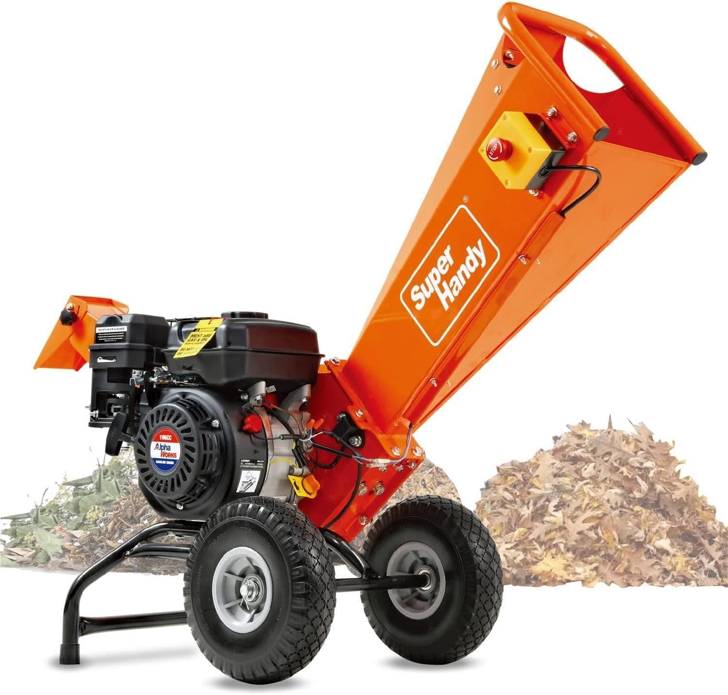 Heavy Duty Compact Wood Chipper 196cc Engine 5cm Capacity