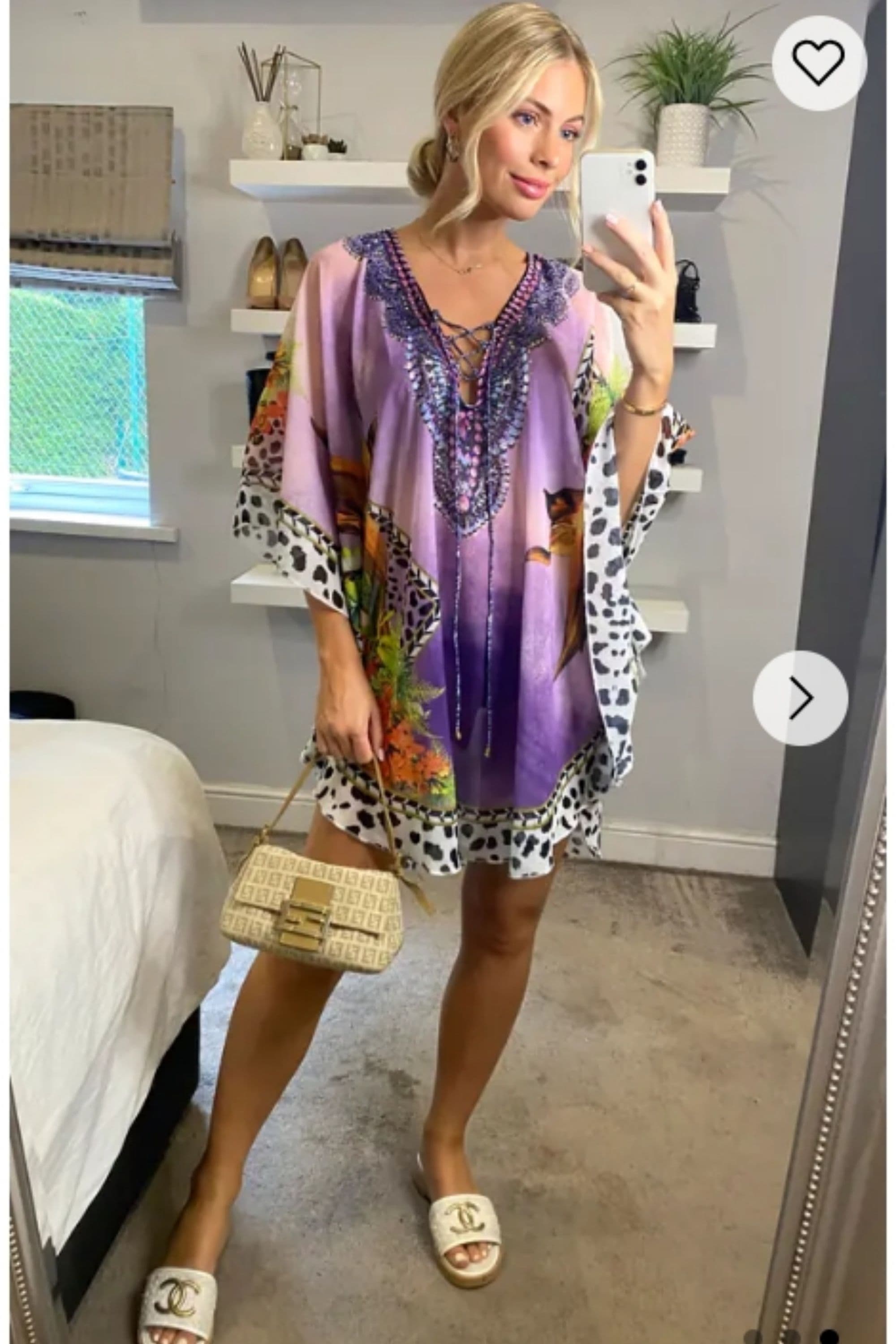 Leopard Print Chiffon Kaftan Top