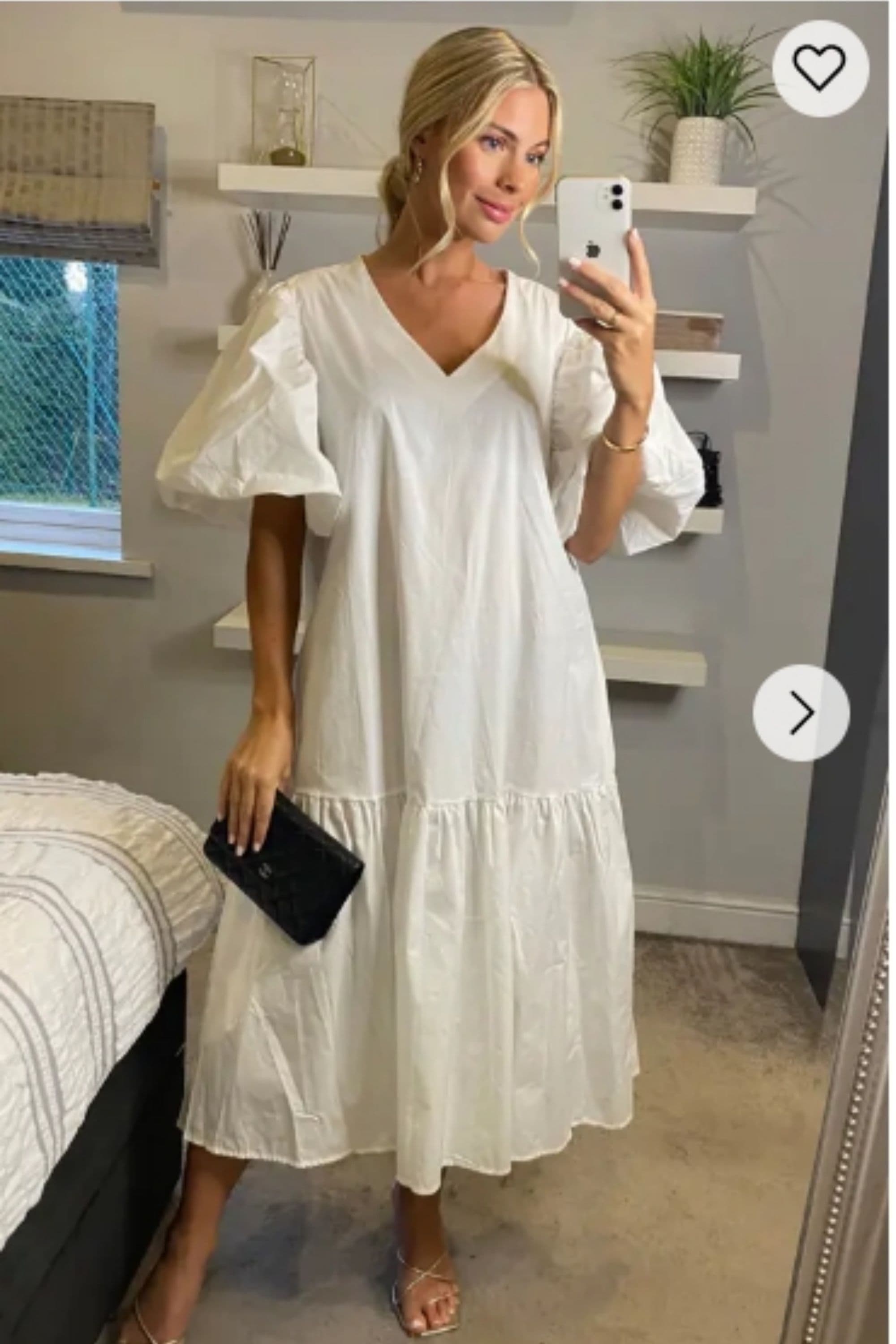 Oversized Puff Sleeves Maxi Dress S M