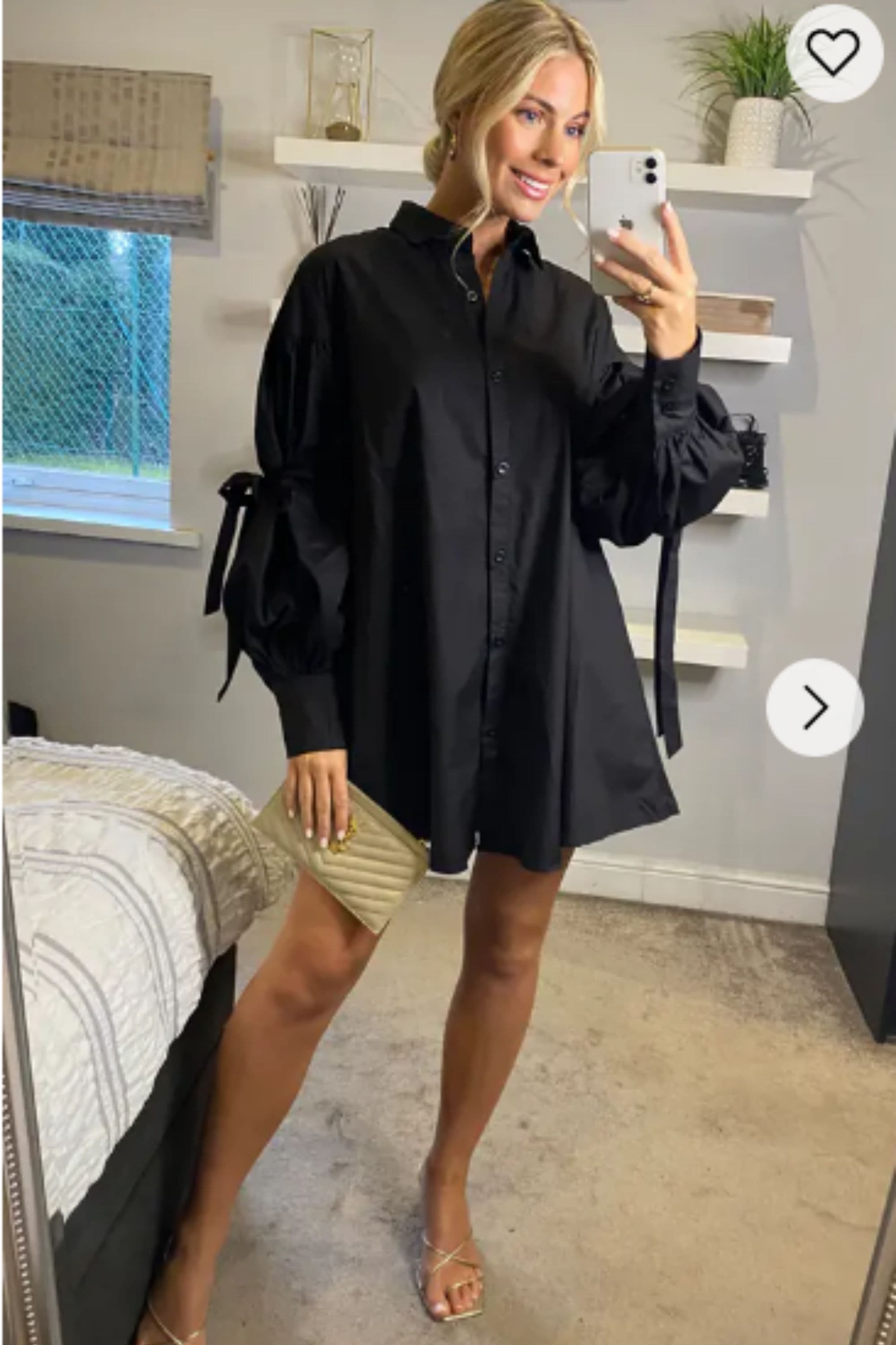 Oversized Ballon sleeves tie up cotton blend shirt