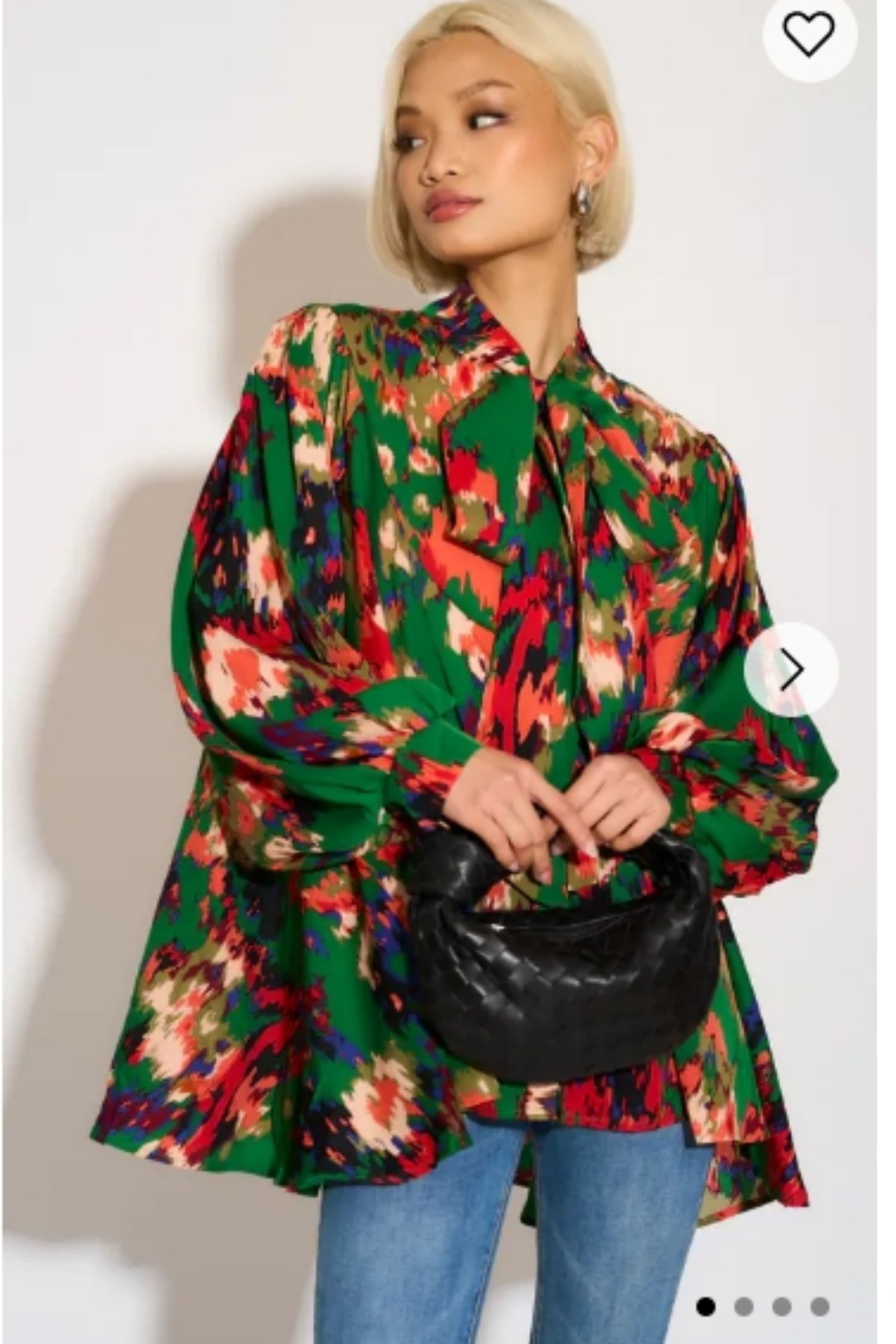 Wild Bloom Multi Print Oversized Shirt Tie Up Bow Design