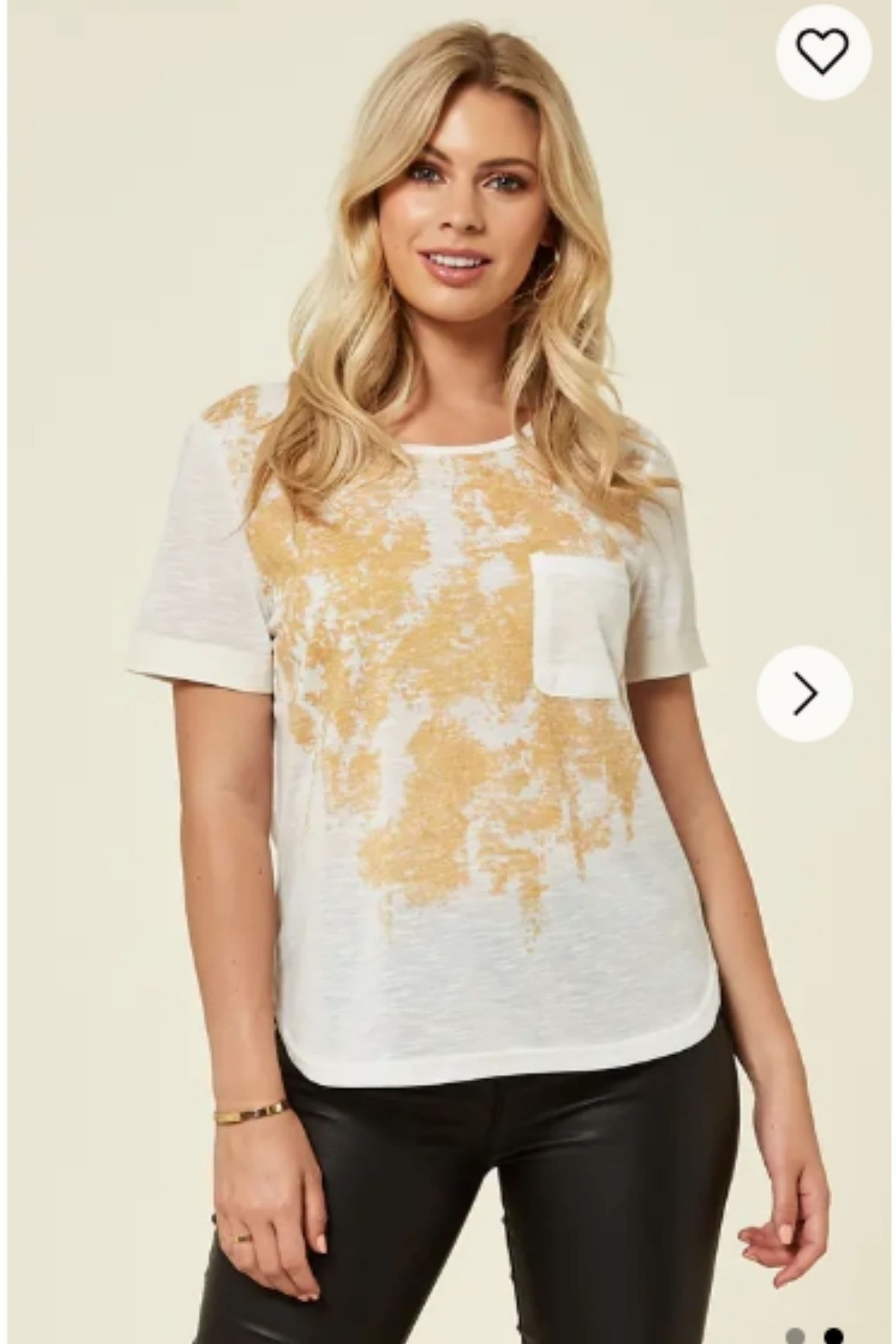 Gold Print T Shirt Front Pocket