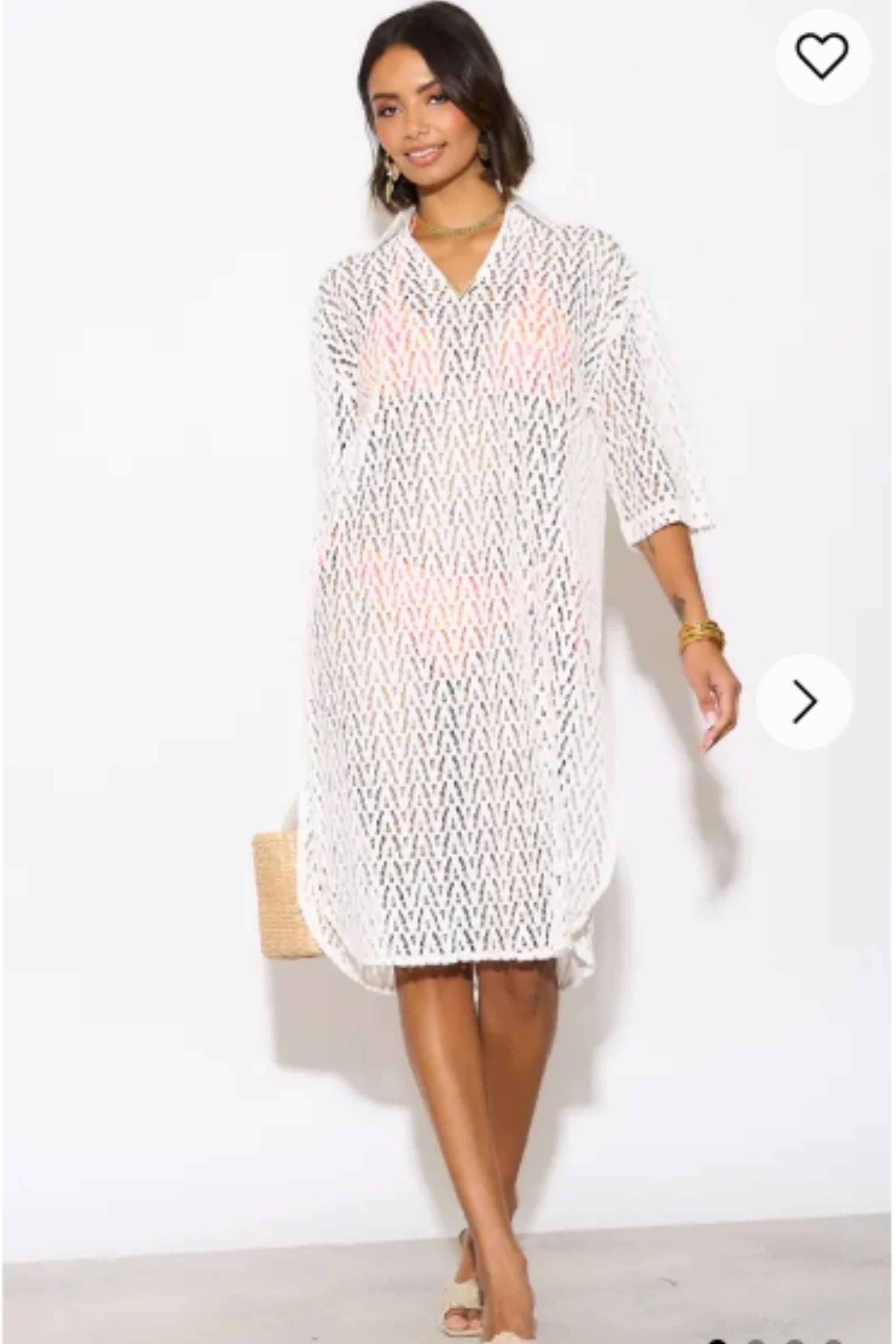 V Pattern Lace Kaftan Dress Holiday Wear Collection