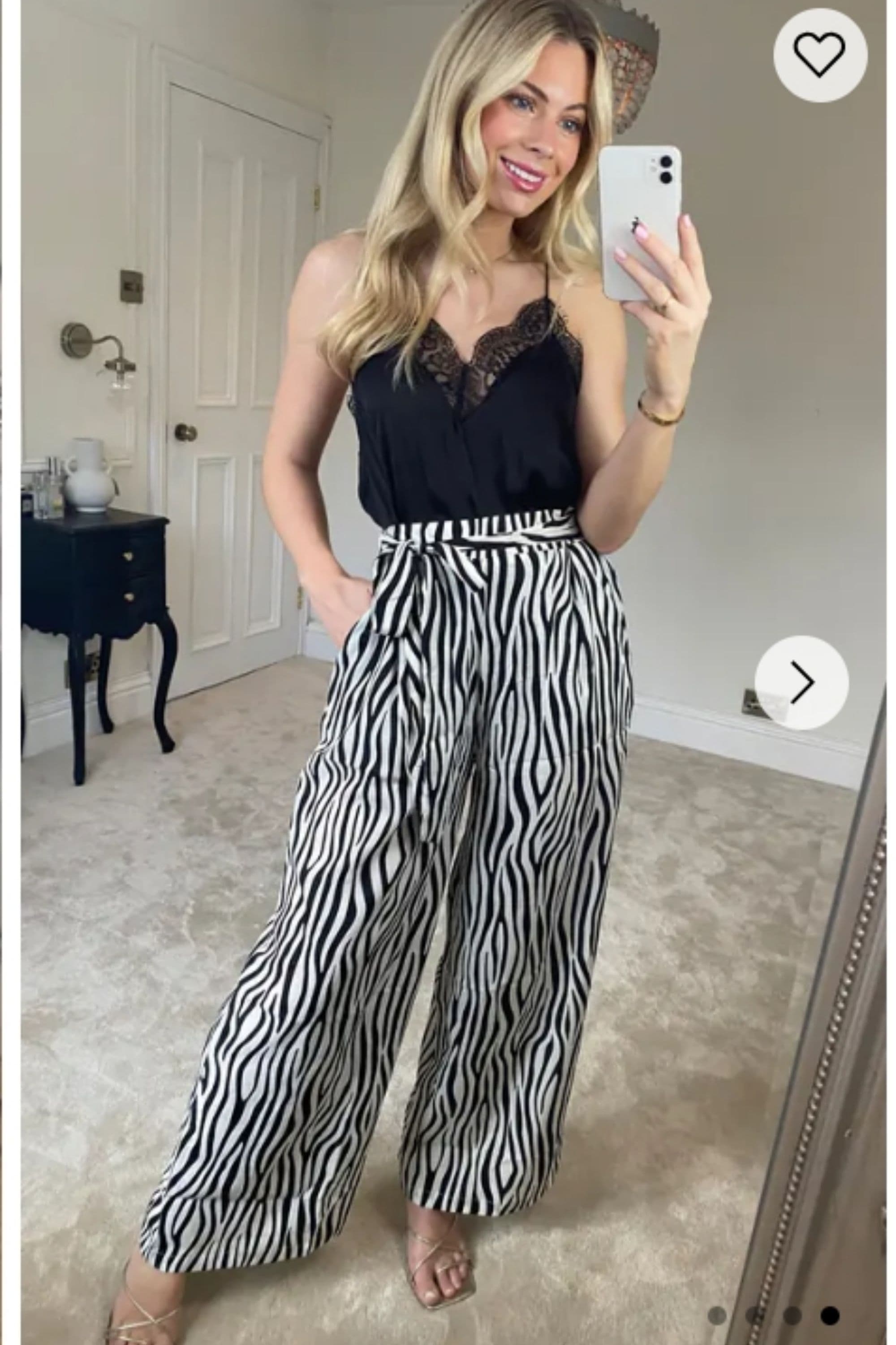 Wide Leg Trousers & White Zebra Print