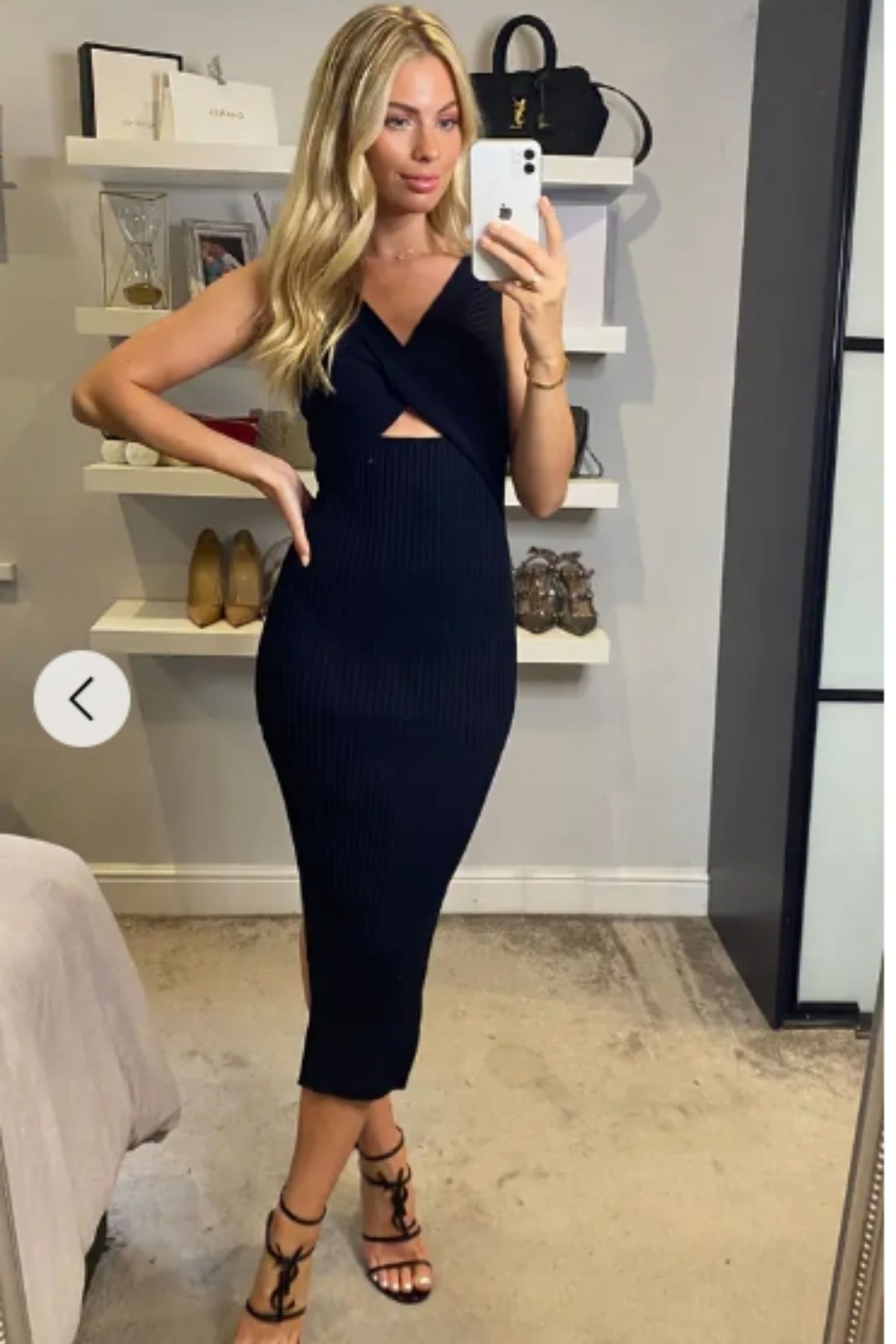Ribbed Knit Bodycon Dress Cut out design S M