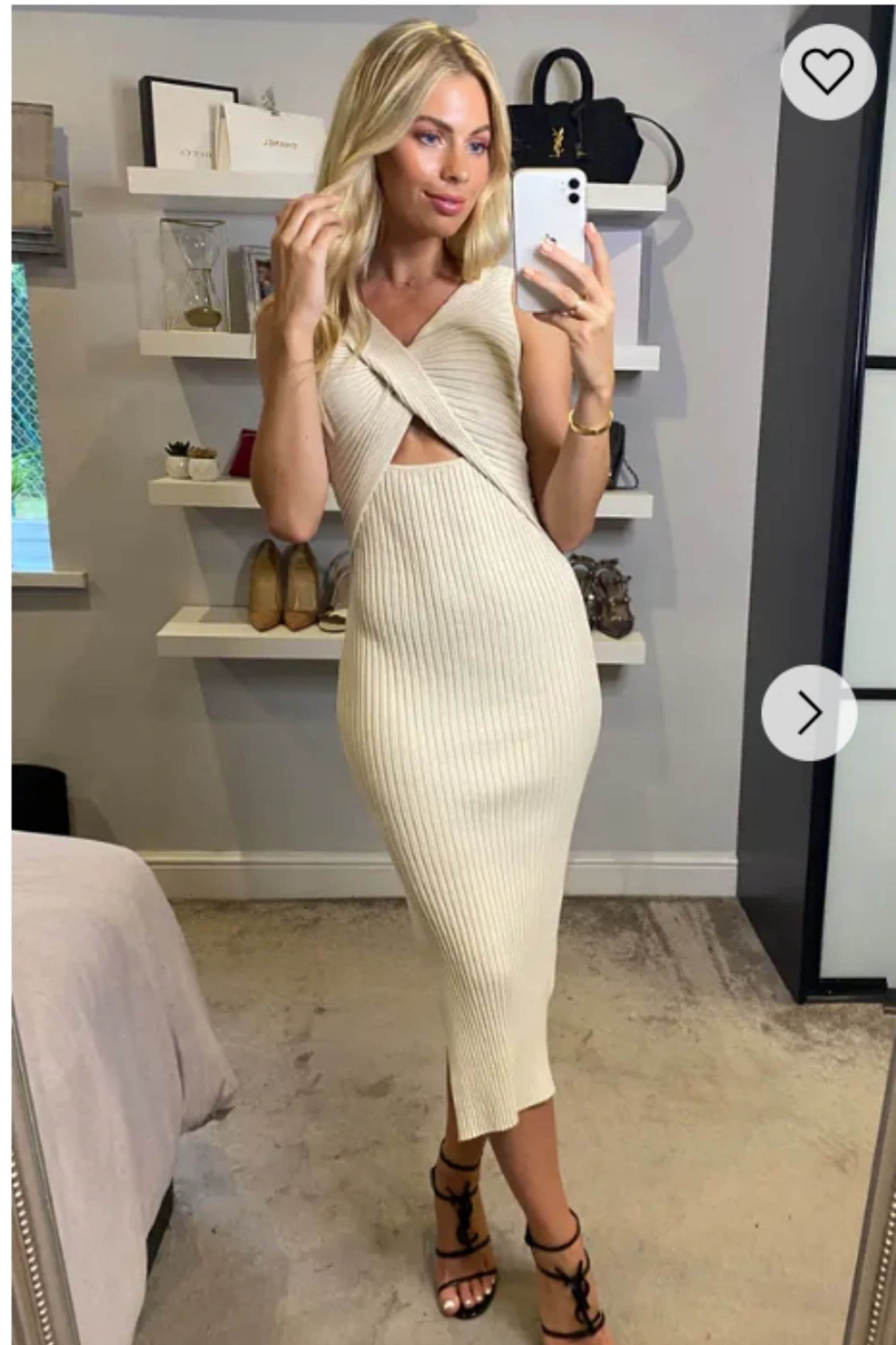 Ribbed Knit Bodycon Dress Cut out design S M