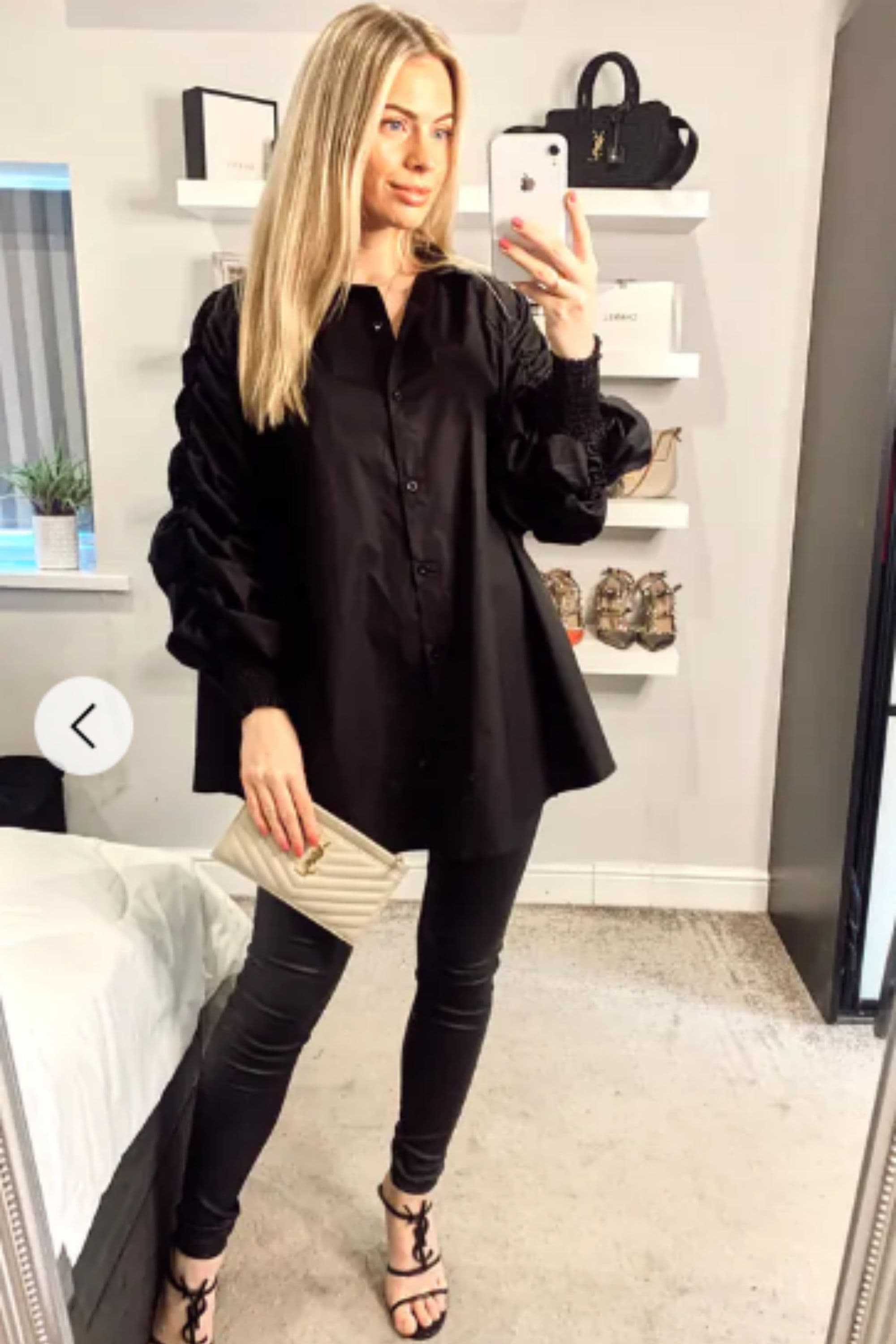 Cotton Shirt Ruched Sleeve