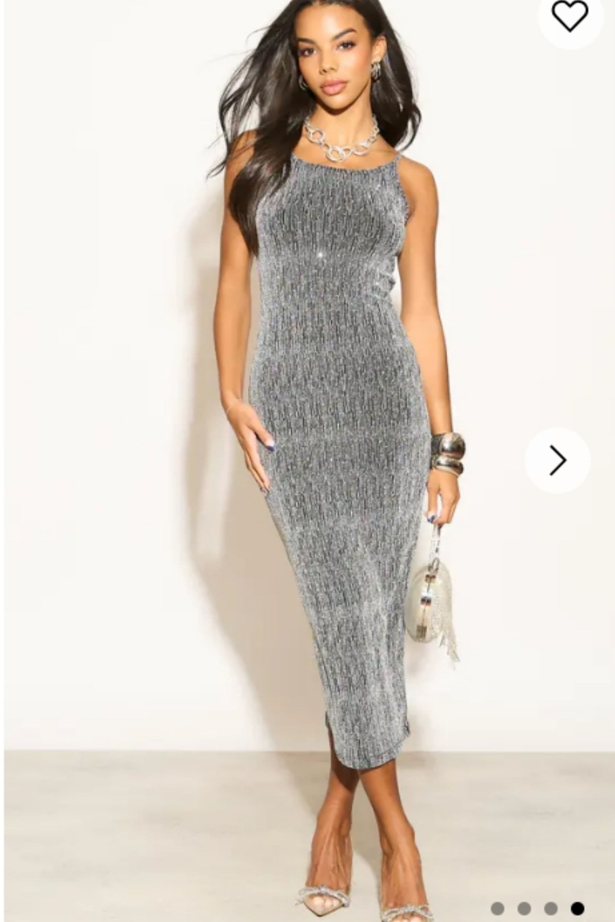 Scooped Neck Sleeveless Metallic Knit Maxi Dress Sliver