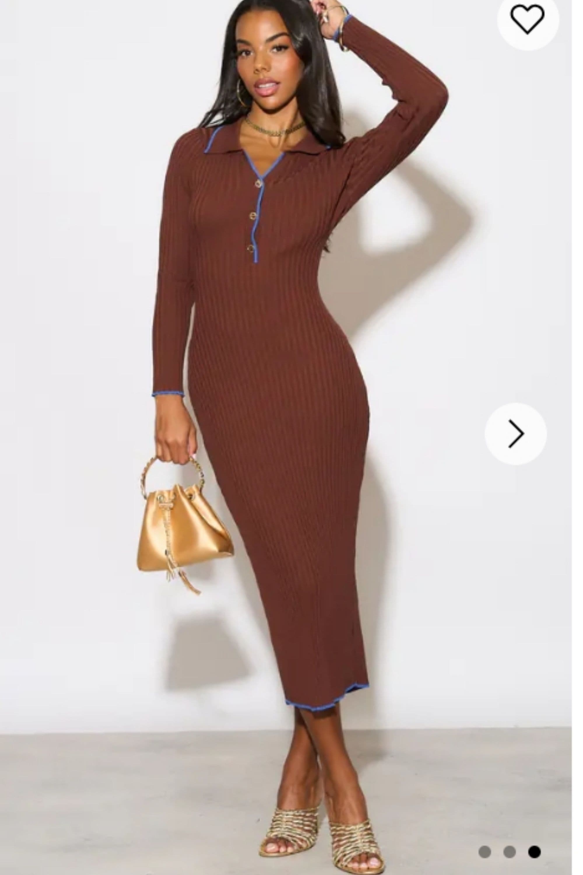 Soft Knit Long Sleeves Bodycon Dress Cream Line Contrast Design