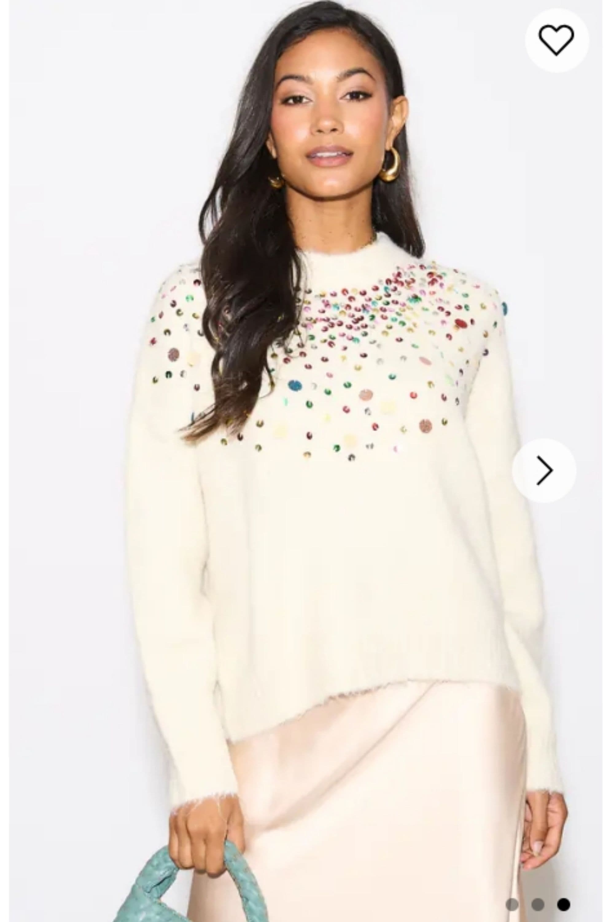 Soft Knit Jumper Multi Coloured Disco Sequin Embellishment