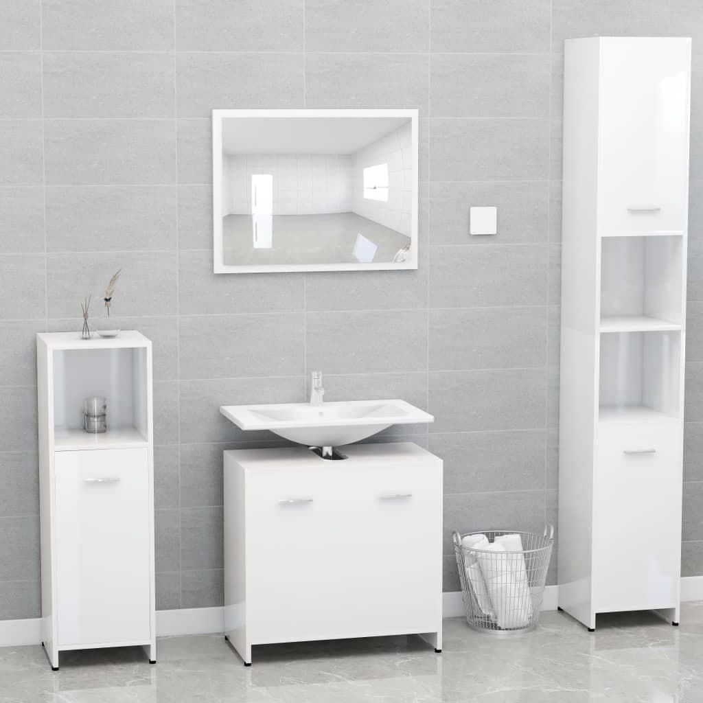 Bathroom Furniture Set High Gloss Engineered Wood