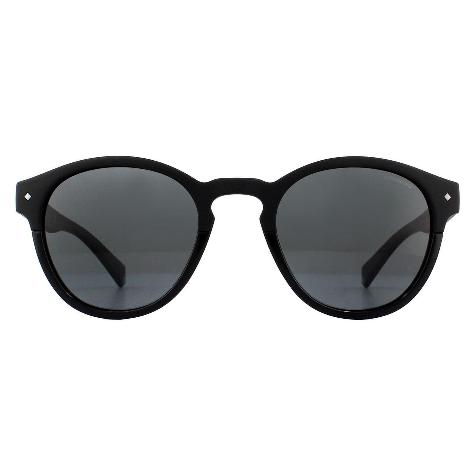 Round Black Grey Polarized Sunglasses