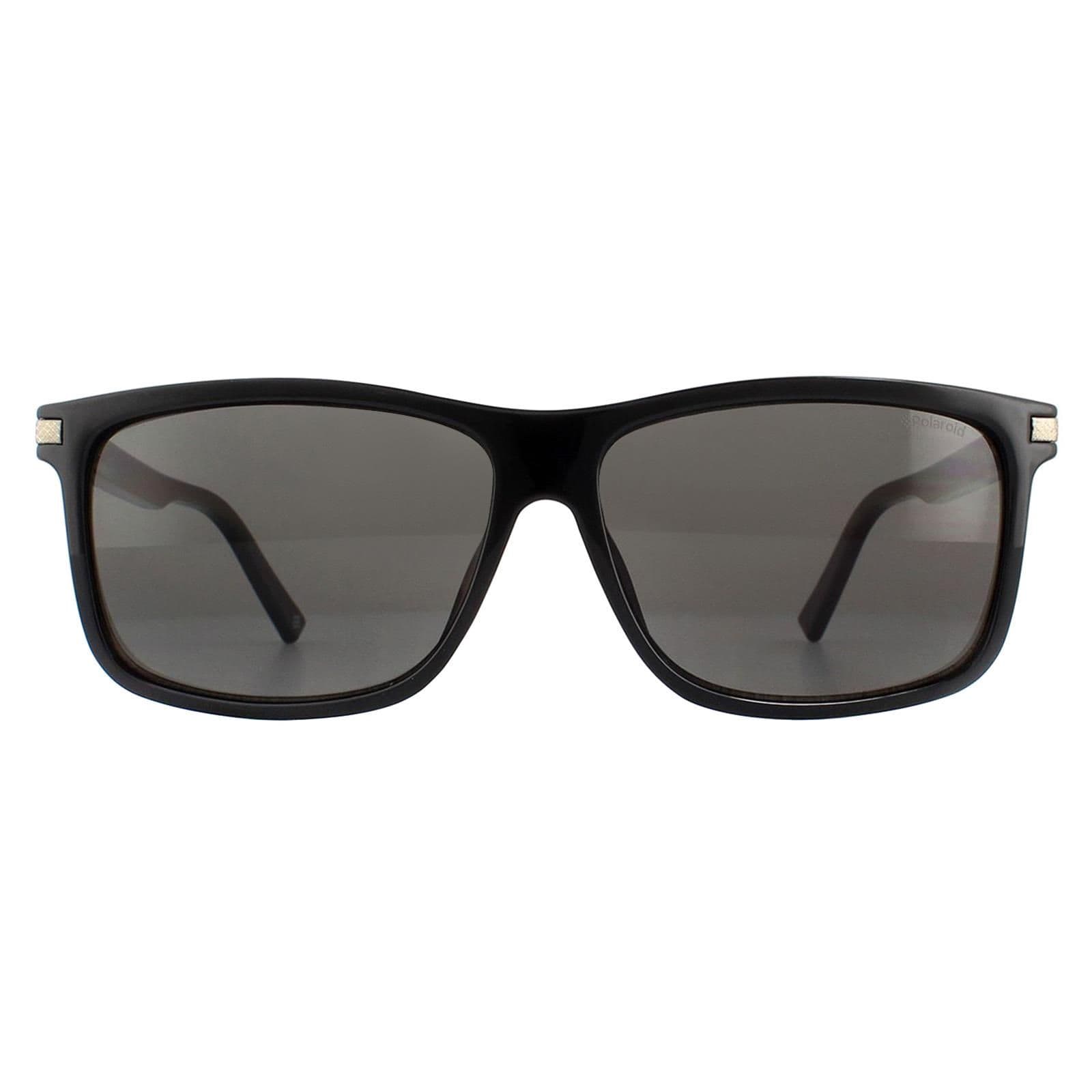 Rectangle Black Grey Polarized Sunglasses