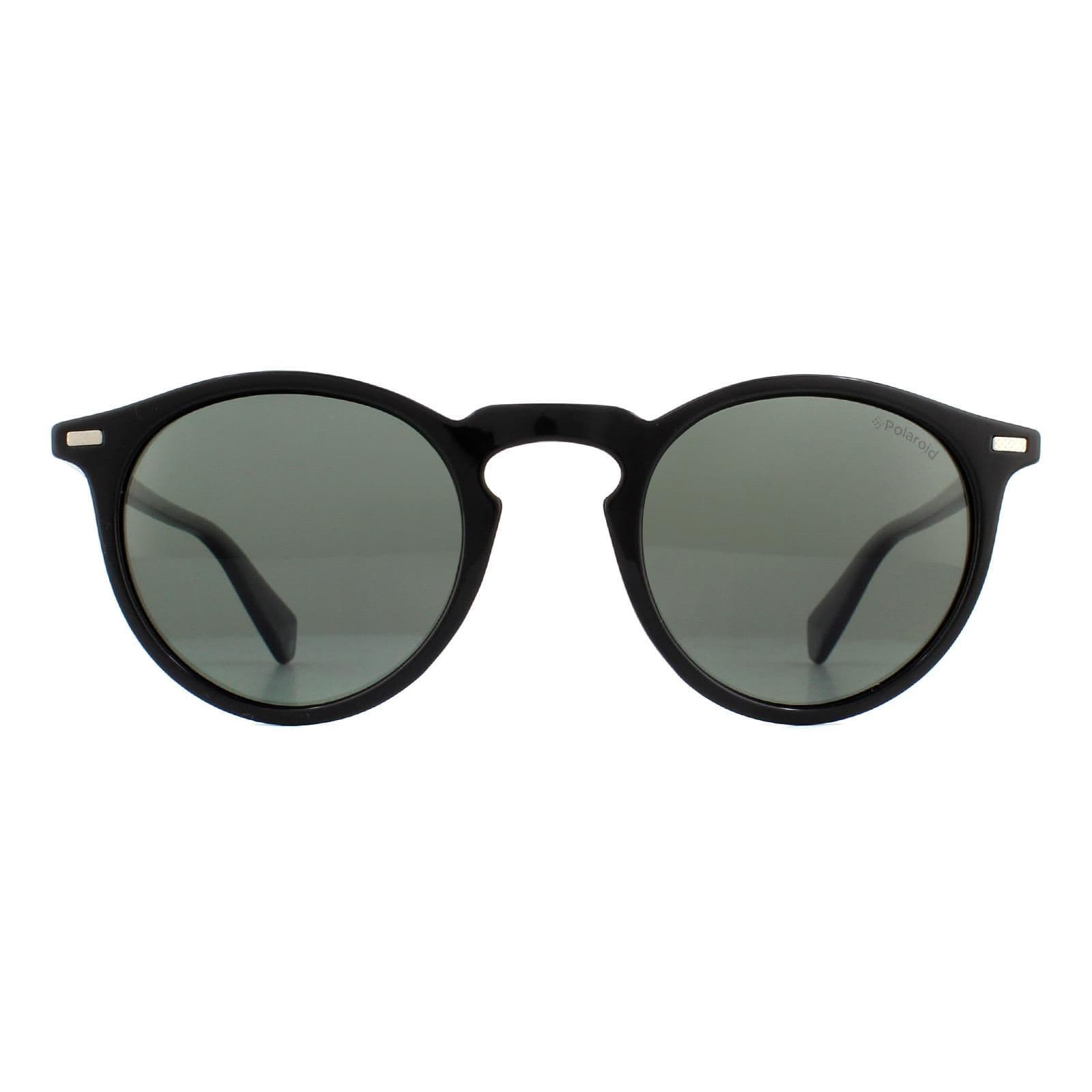 Round Black Green Polarized Sunglasses