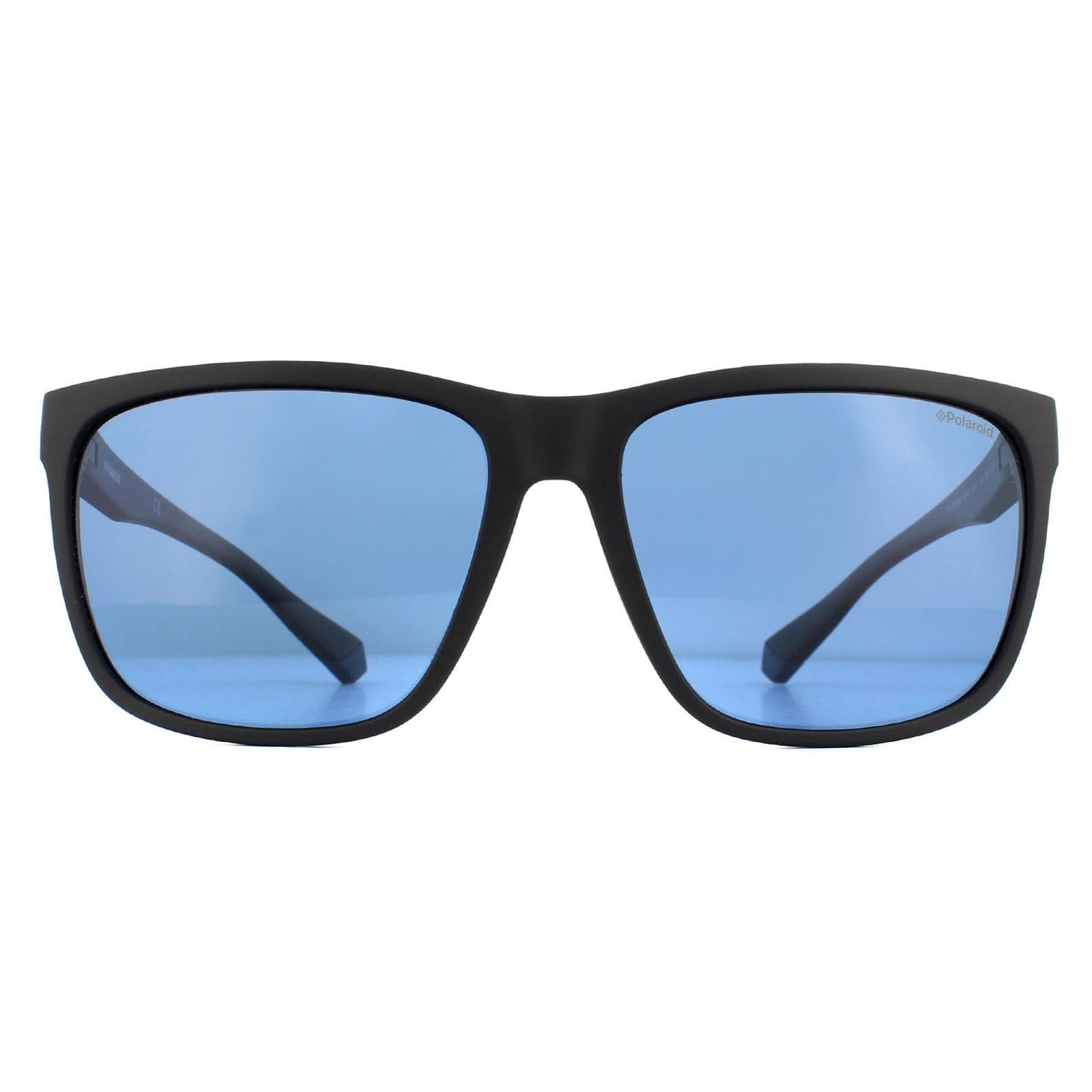 Square Black Blue Polarized Sunglasses