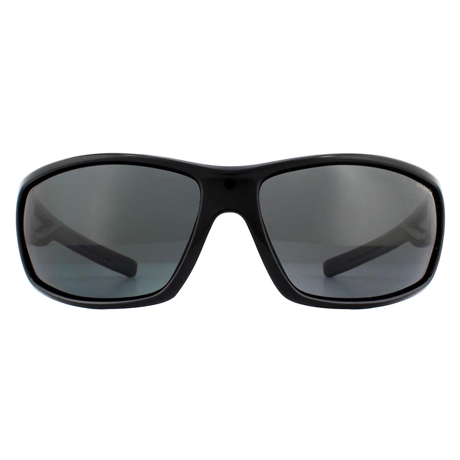Sport Wrap Black Grey Polarized Sunglasses