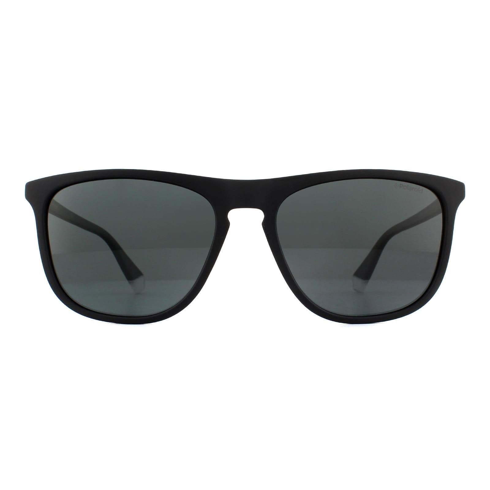 Rectangle Matte Black Grey Polarized Sunglasses