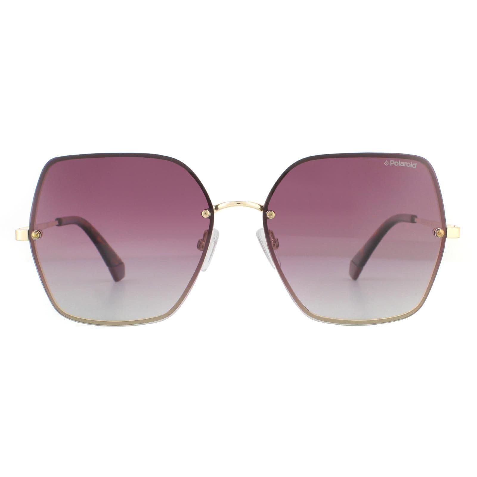 Square Gold Violet Burgundy Gradient Polarized Sunglasses