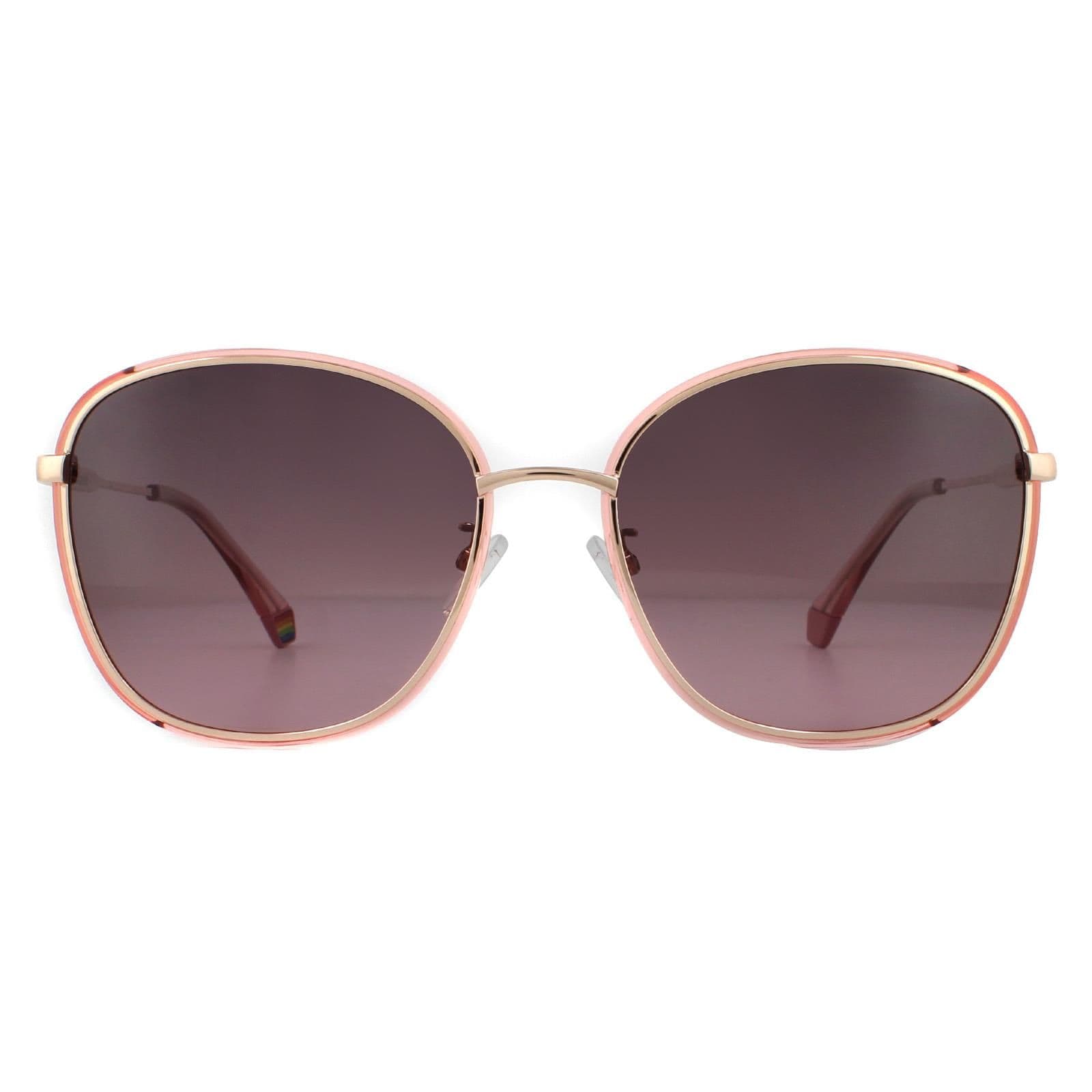 Square Pink Gold Burgundy Gradient Polarized Sunglasses