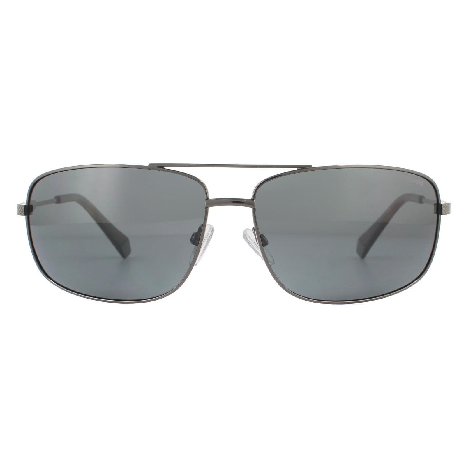 Rectangle Dark Ruthenium Grey Polarized Sunglasses