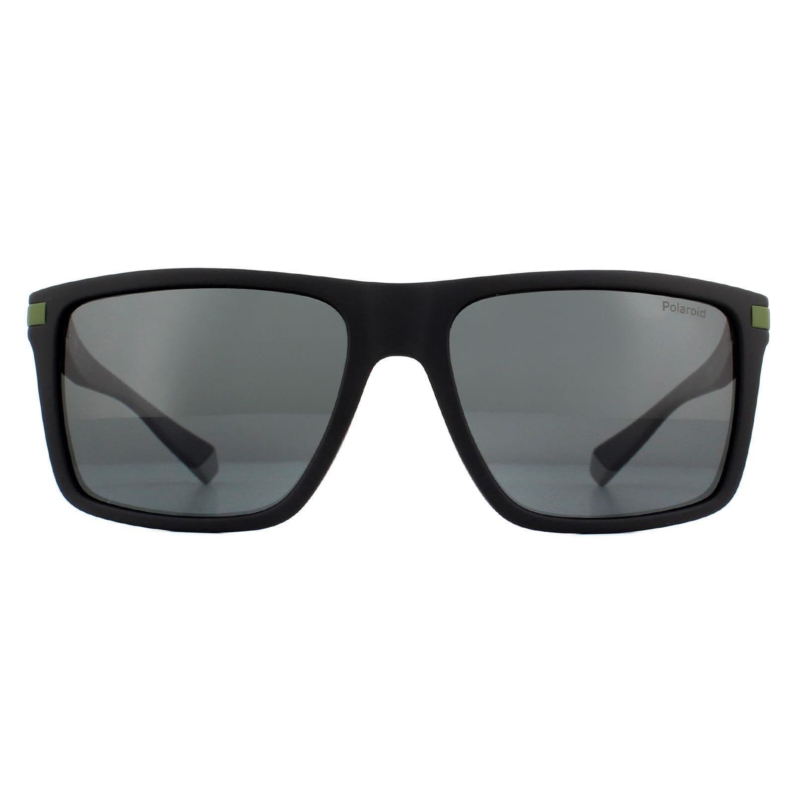 Rectangle Black Green Grey Polarized Sunglasses