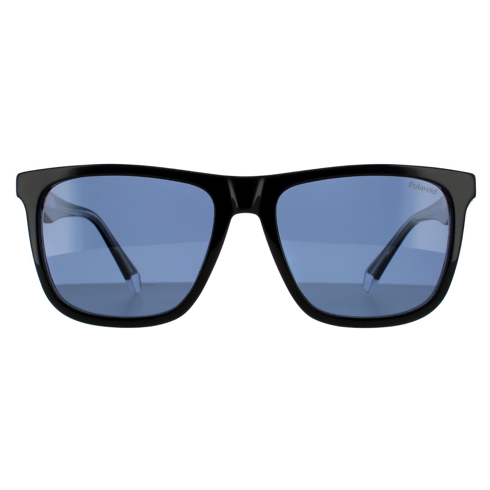 Square Black Blue Polarized Sunglasses