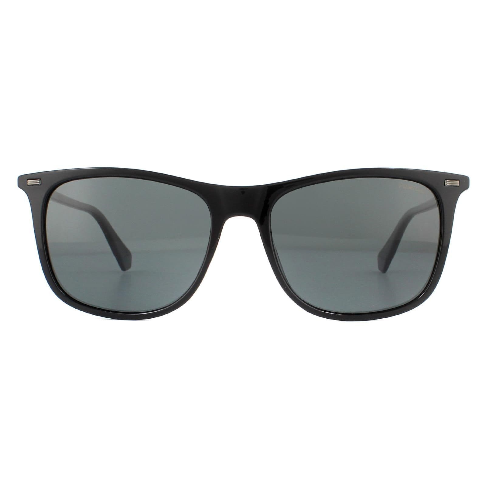Rectangle Black Grey Polarized Sunglasses
