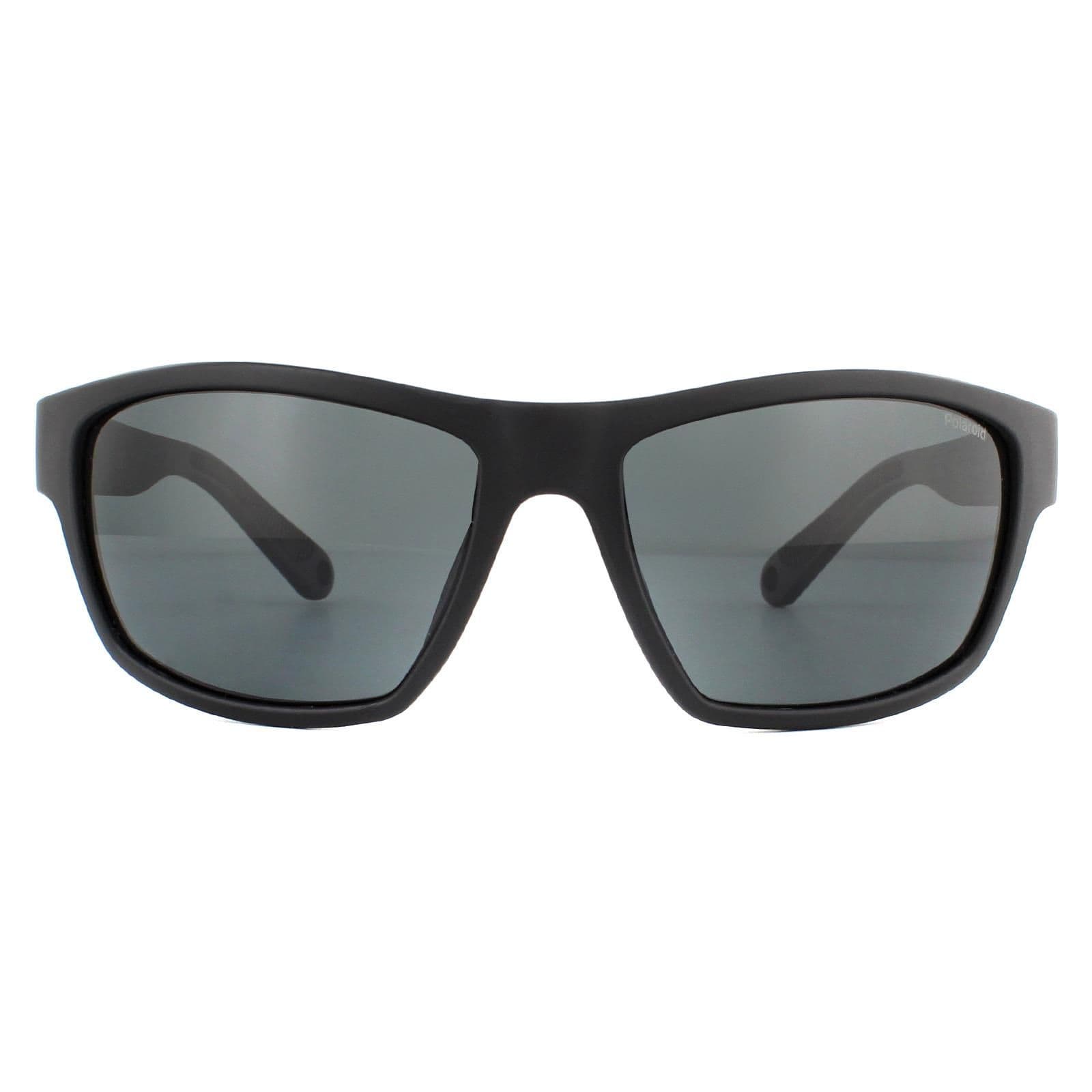Sport Wrap Black Grey Polarized Sunglasses