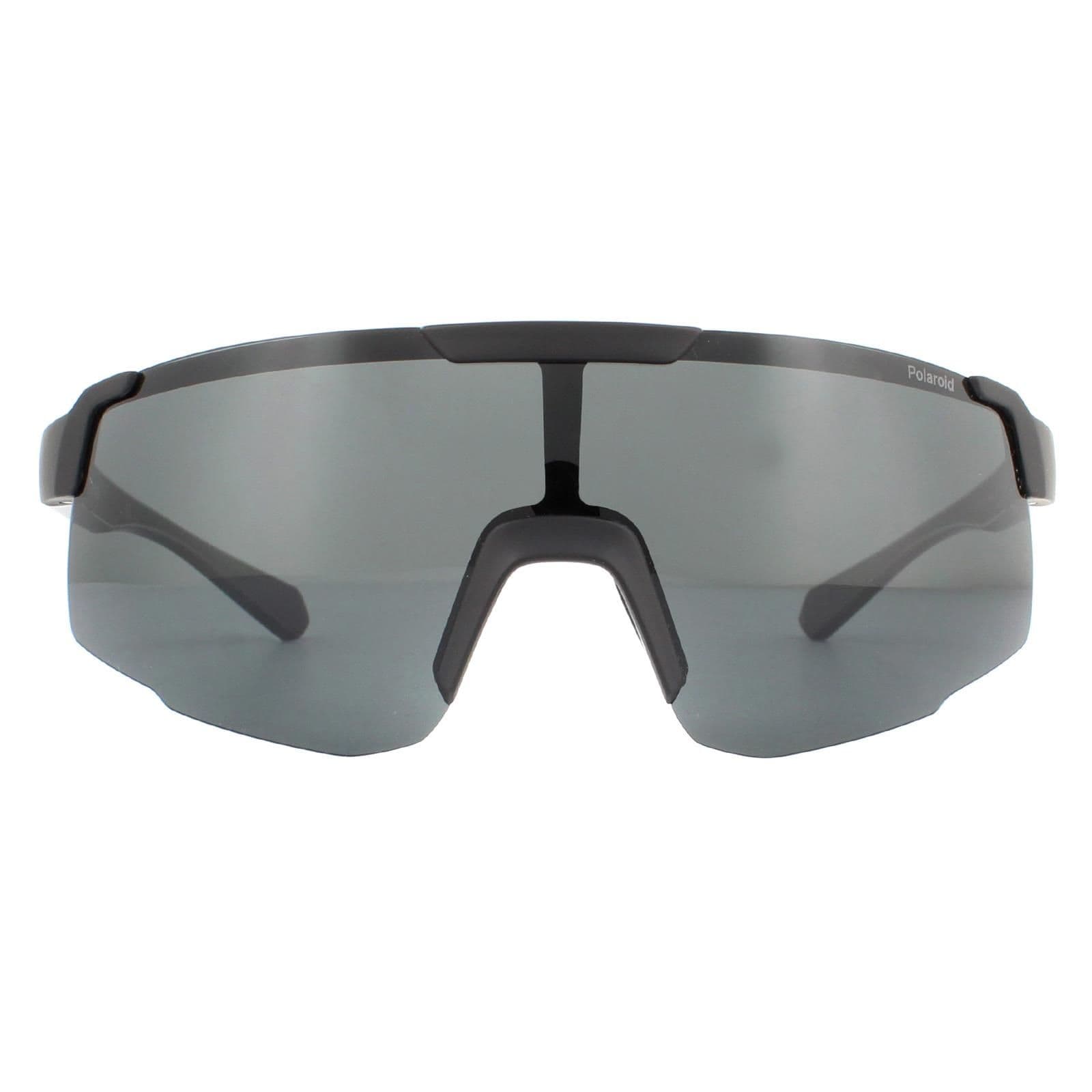 Sport Shield Matte Black Grey Polarized Sunglasses
