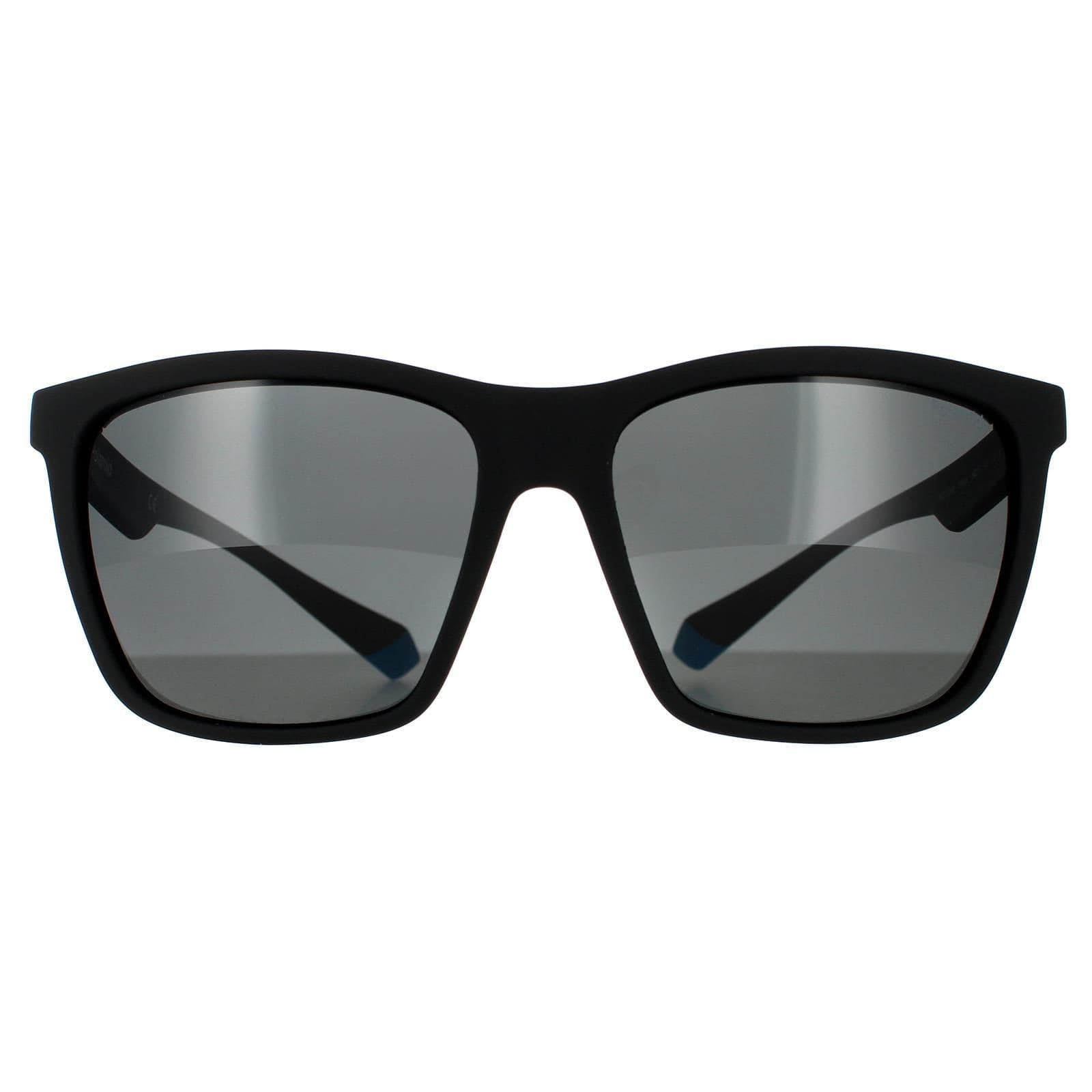 Rectangle Black Azure Grey Polarized Sunglasses