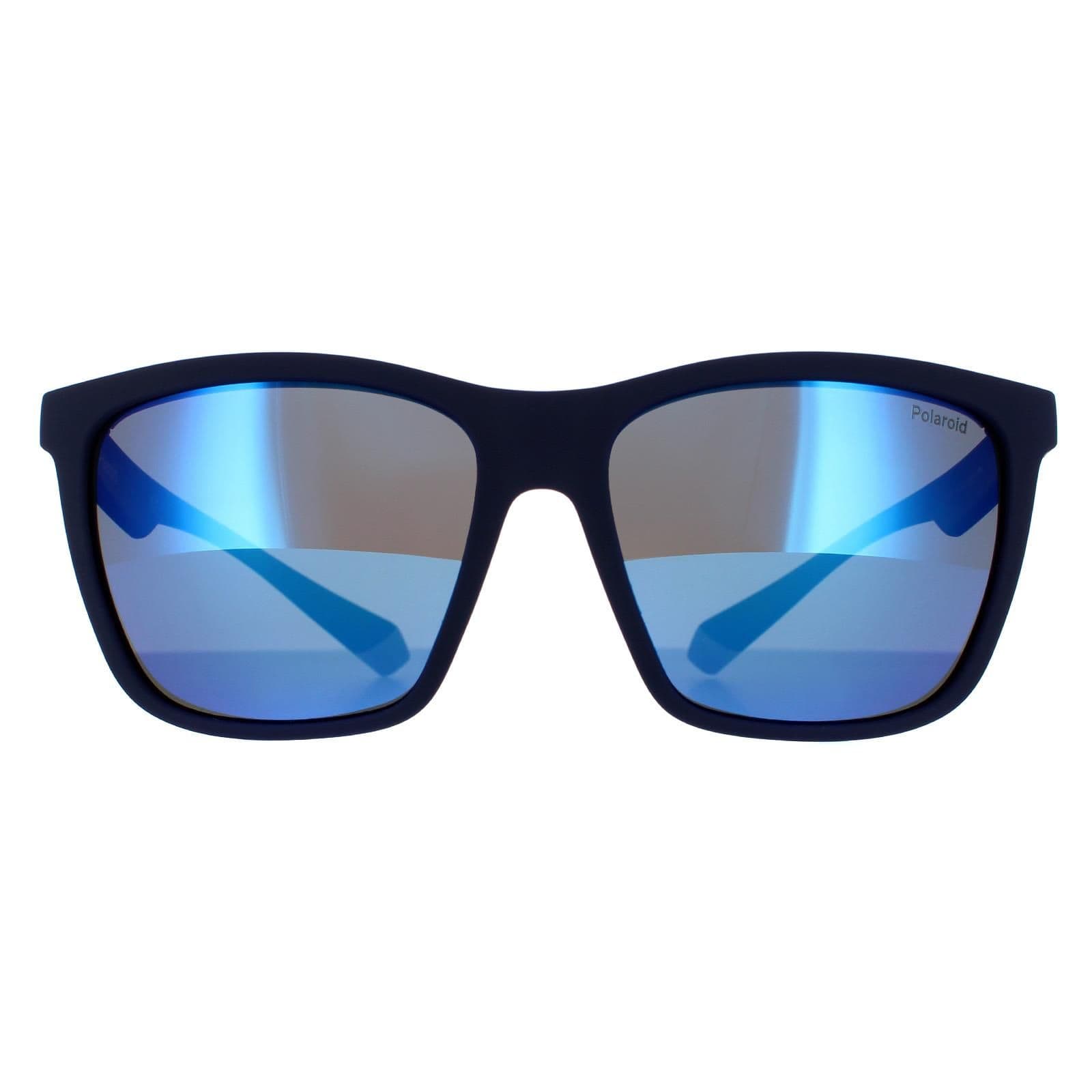 Rectangle Blue Grey Blue Mirror Polarized Sunglasses