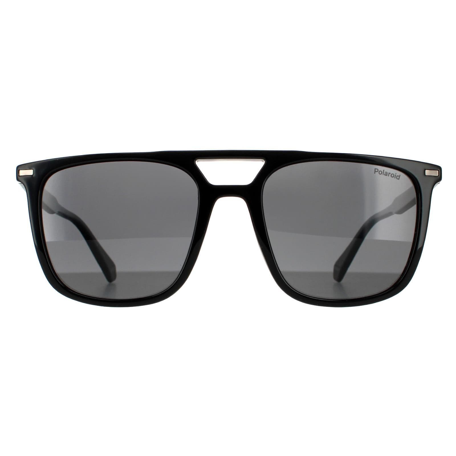 Rectangle Black Grey Polarized Sunglasses