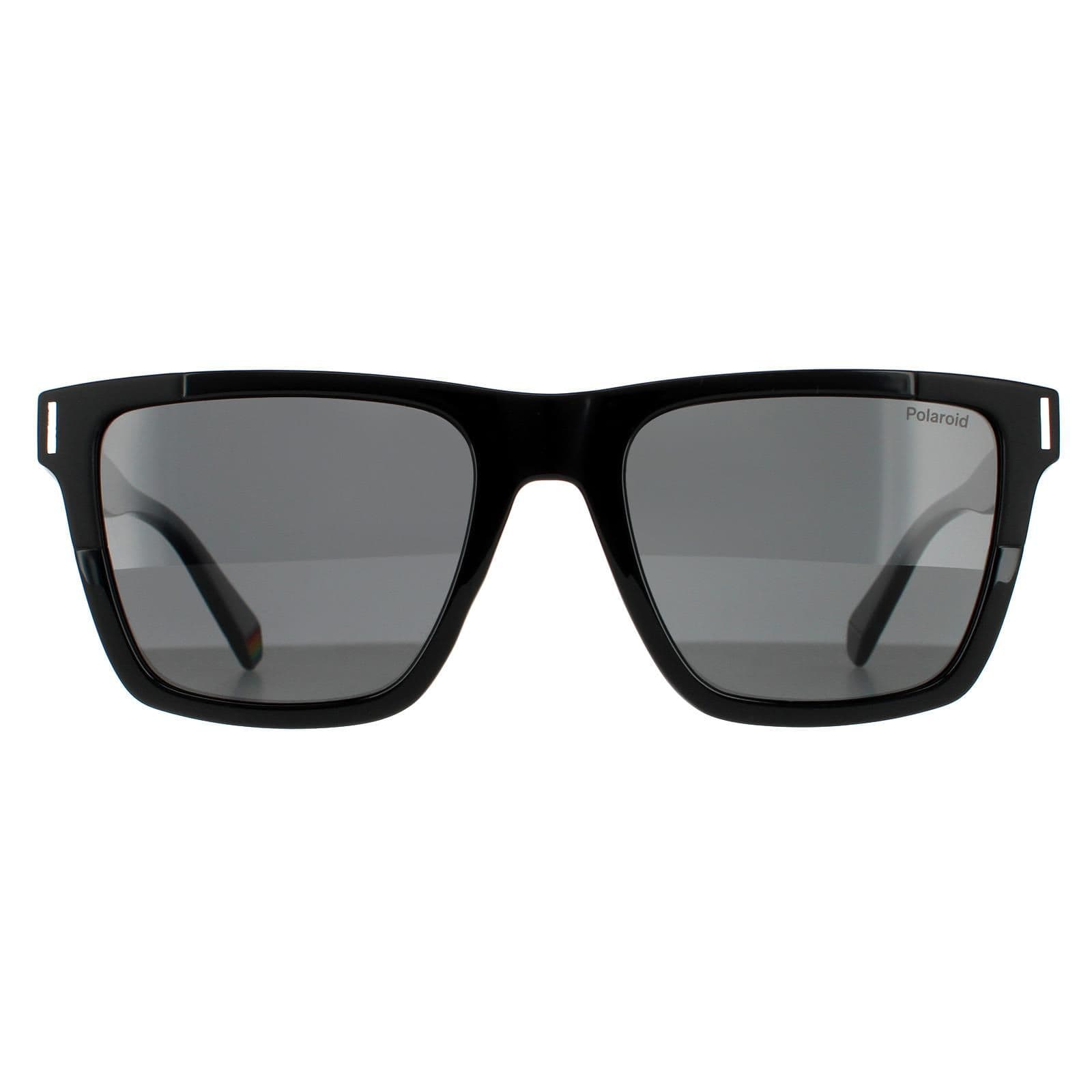 Rectangle Black Grey Polarized Sunglasses