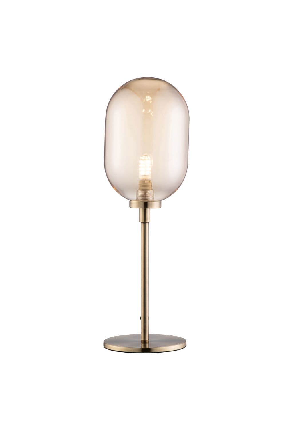 Amber Glass & Brass Stem Lamp