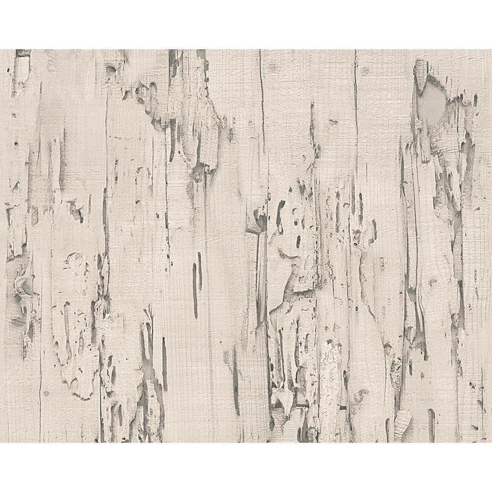 Distressed Beech Wood Bark Panel Faux Effect Embossed Wallpaper