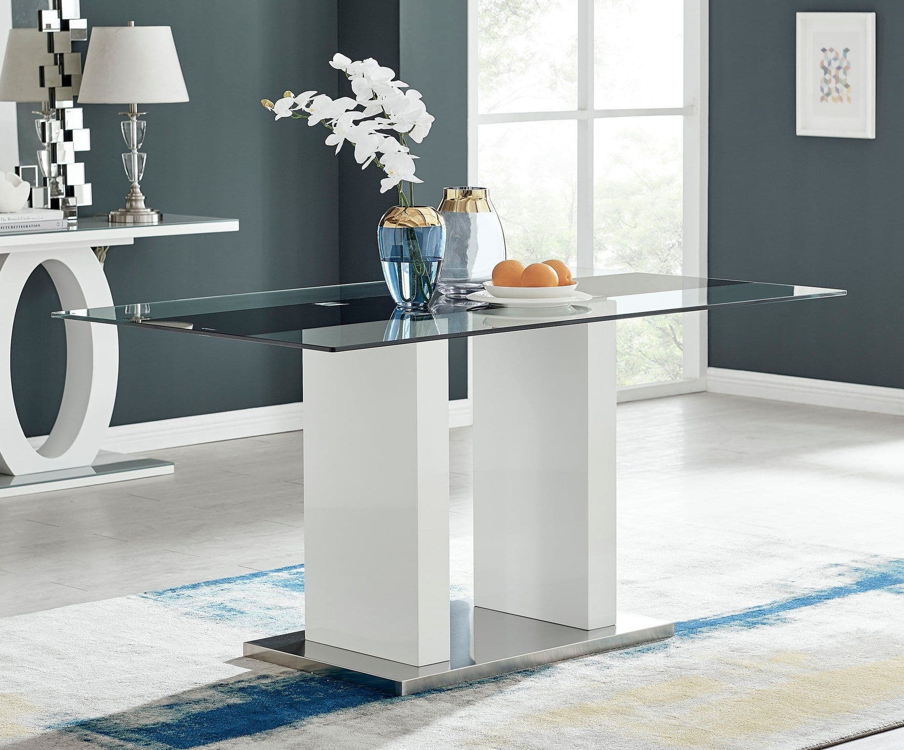 Florence Modern 150cm 6 Seater High Gloss Glass Dining Table