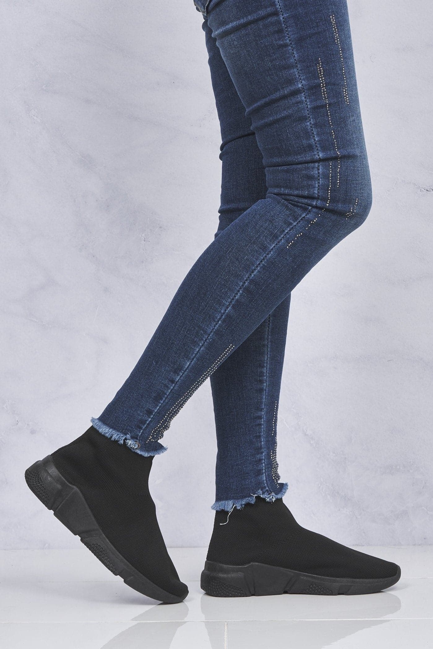 Saint Black Sole Knitted Slip on Sock Trainers