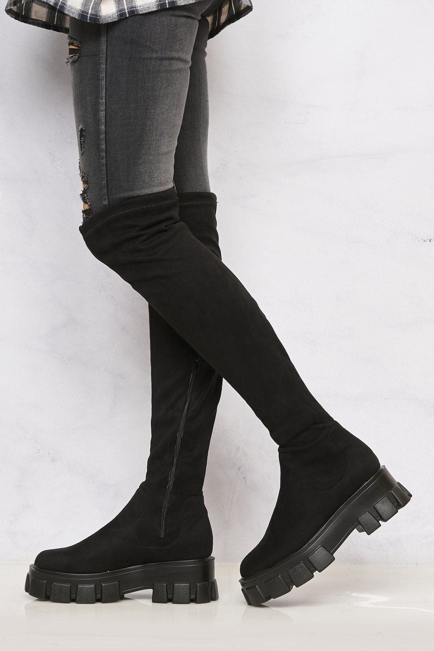Keely Lycra Stretch Over The Knee Faux Suede Boots