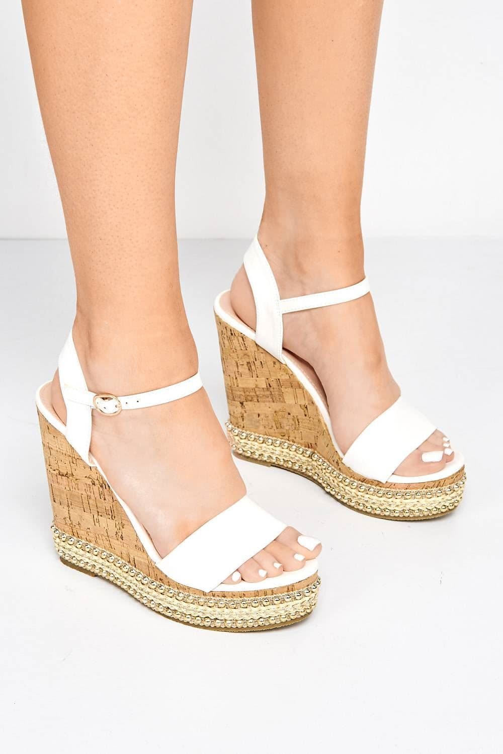 Sydney Flat Stud Sole Anklestrap PU Wedges