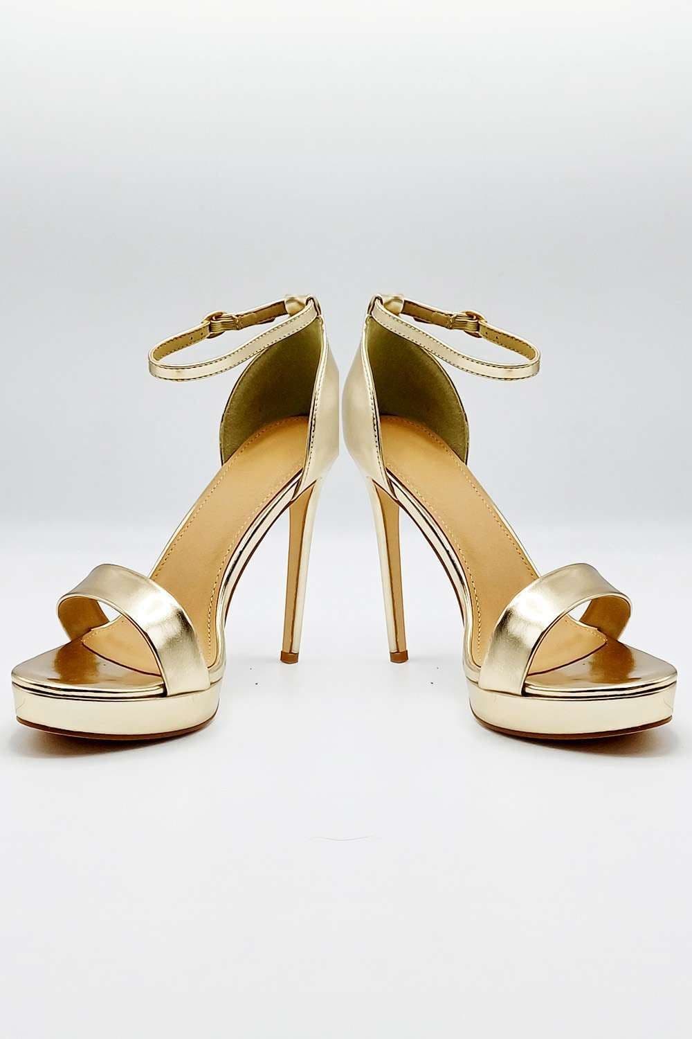 Miss Diva Women's Ella Barely There Platform Anklestrap PU Sandals in Gold | Size: 4