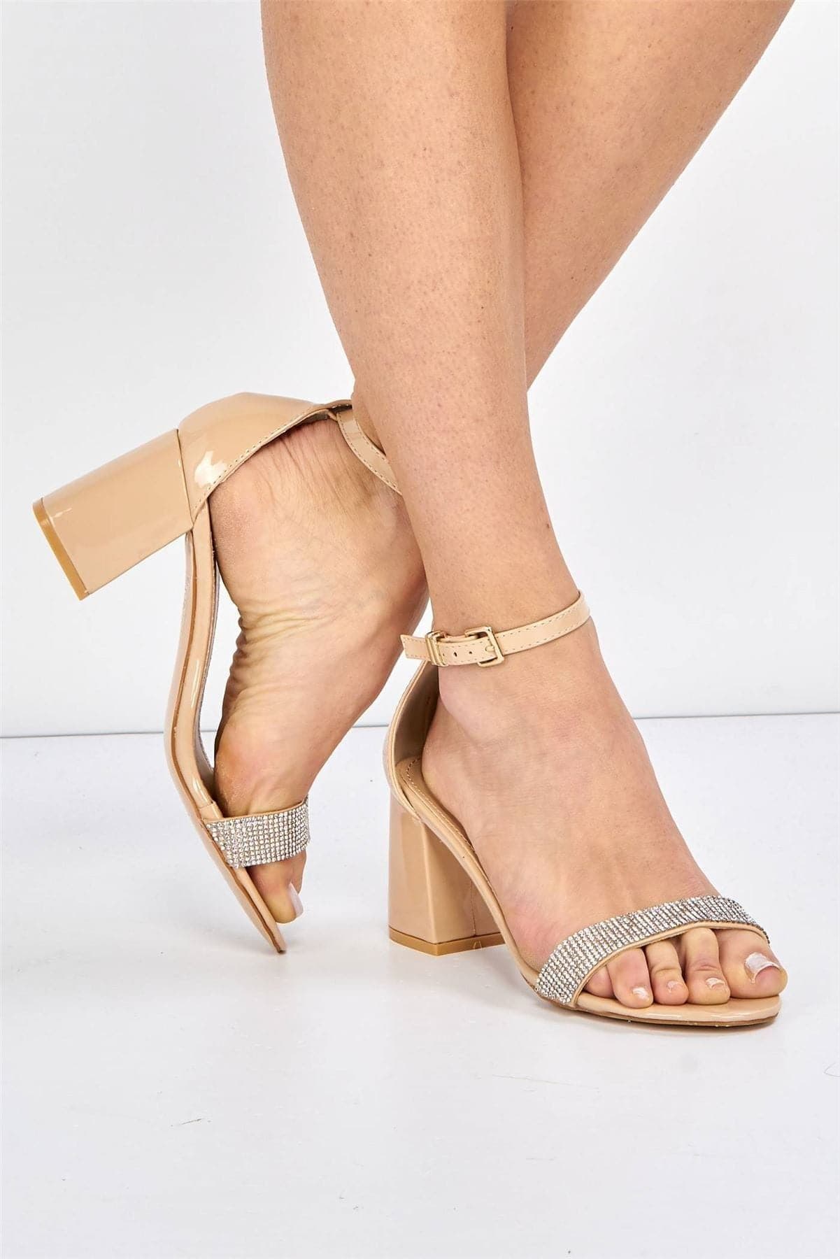 Asti Block Heel Ankle Strap Patent PU Sandals