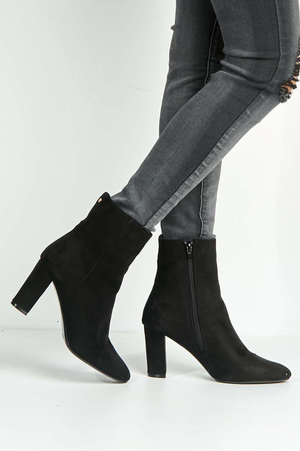 Judy Side Zip Block Heel Ankle Boots