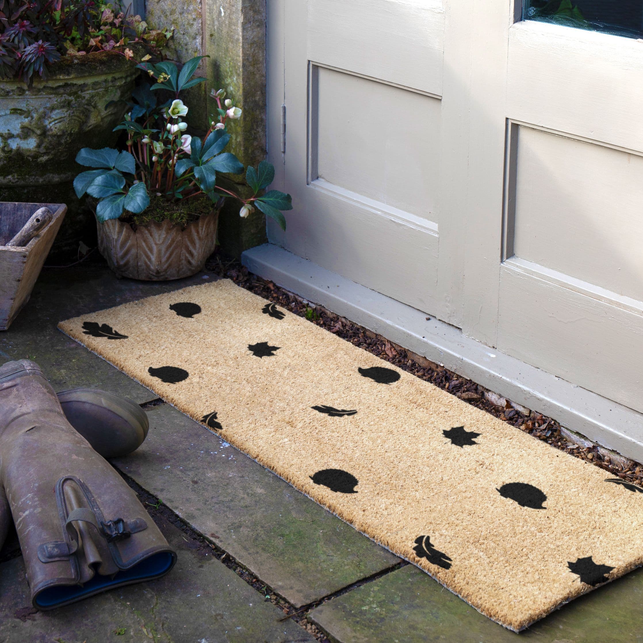 Hedgehog Autumn Leaves Patio Doormat