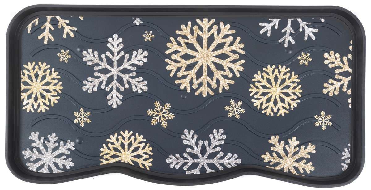 Heavy Duty Rubber Boot Tray 75 x 40cm Snow Flake