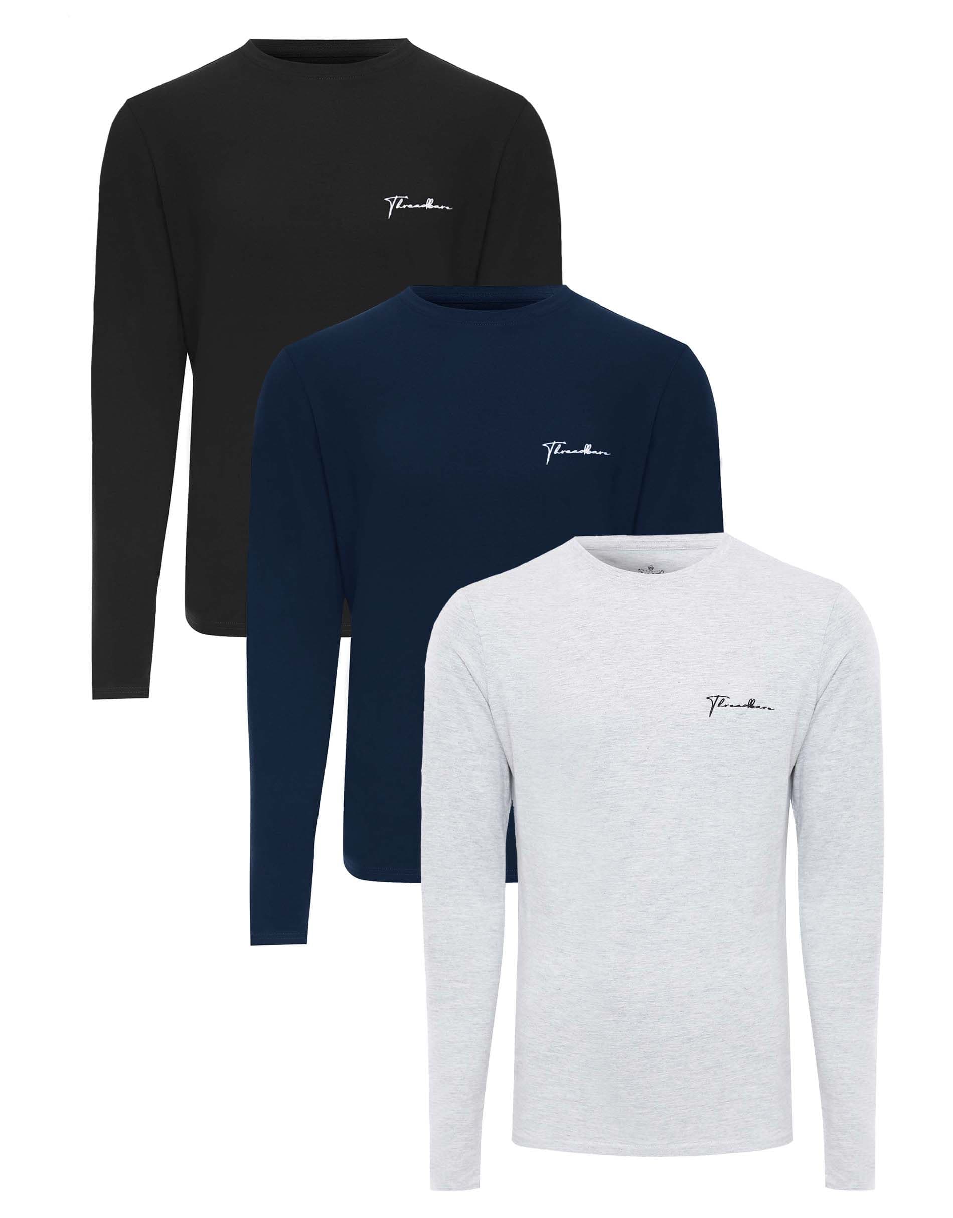 3 Pack Small Script Long Sleeve T Shirts