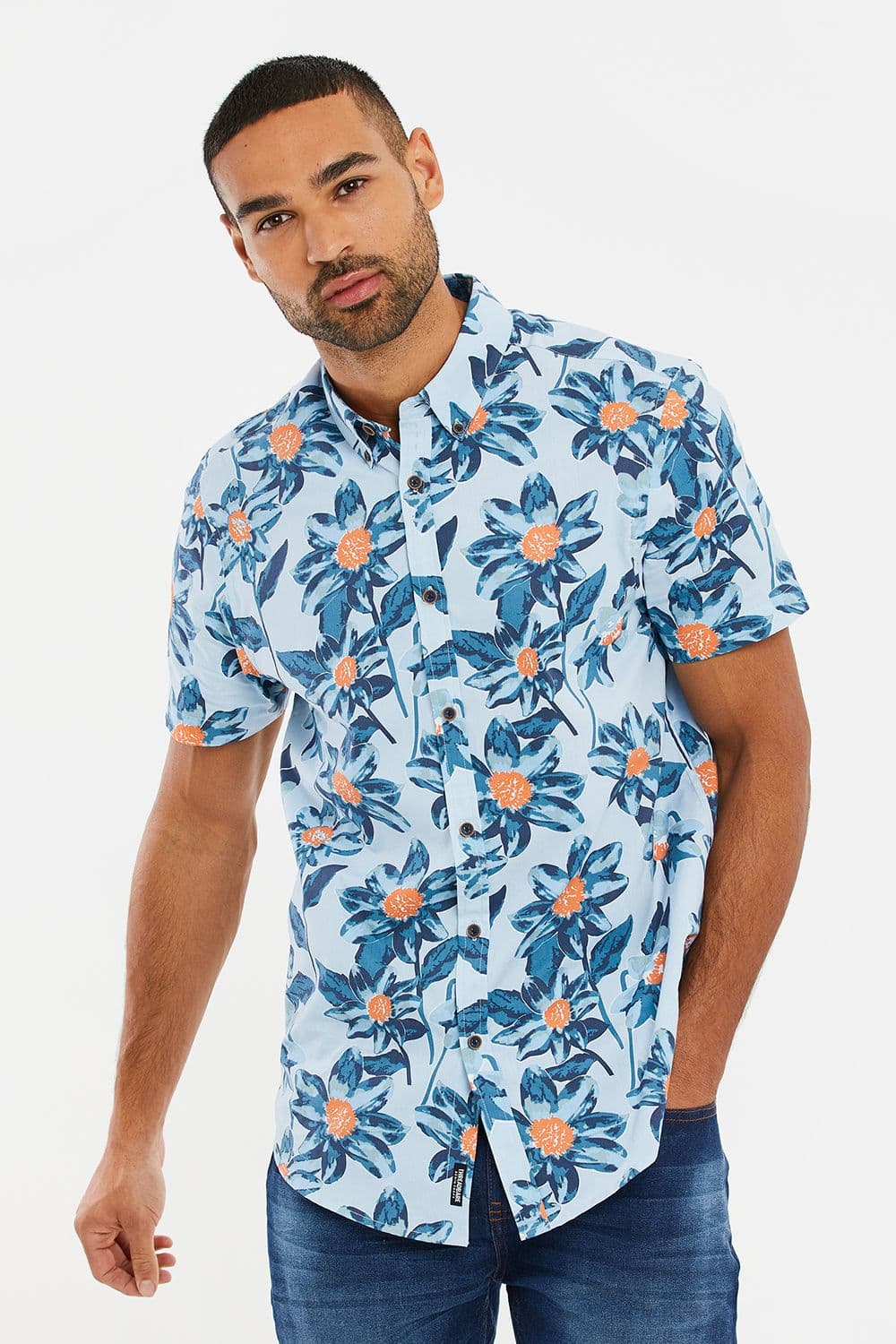 Bellis Cotton Tropical Print Short Sleeve Shirt