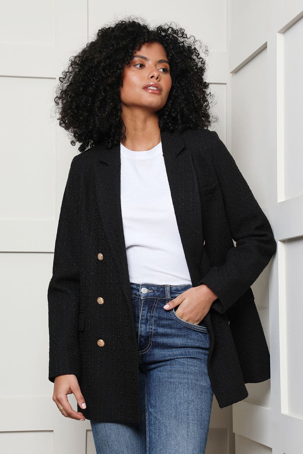 Chance Double Breasted Boucle Blazer