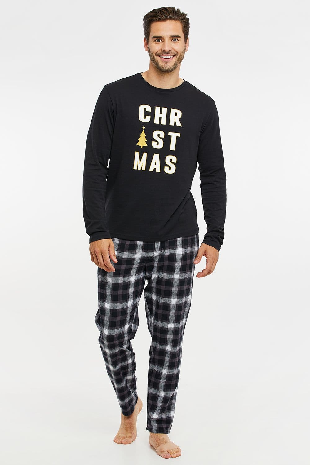Harold Cotton Long Sleeve Check Christmas Pyjama Set