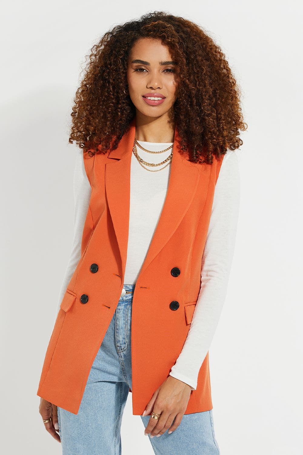 Hollywood Double Breasted Sleeveless Blazer